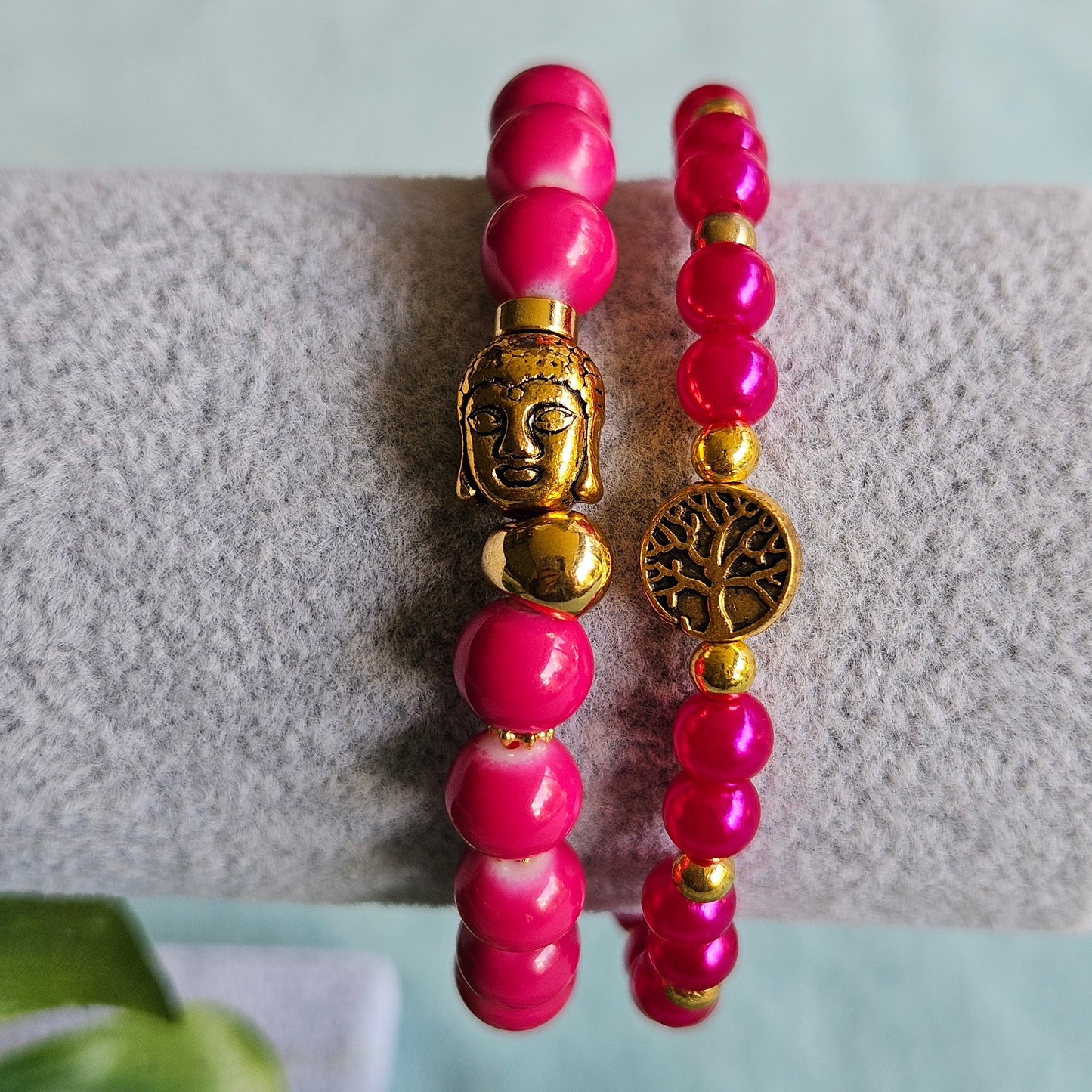 Armbänder Steinperlen Pink