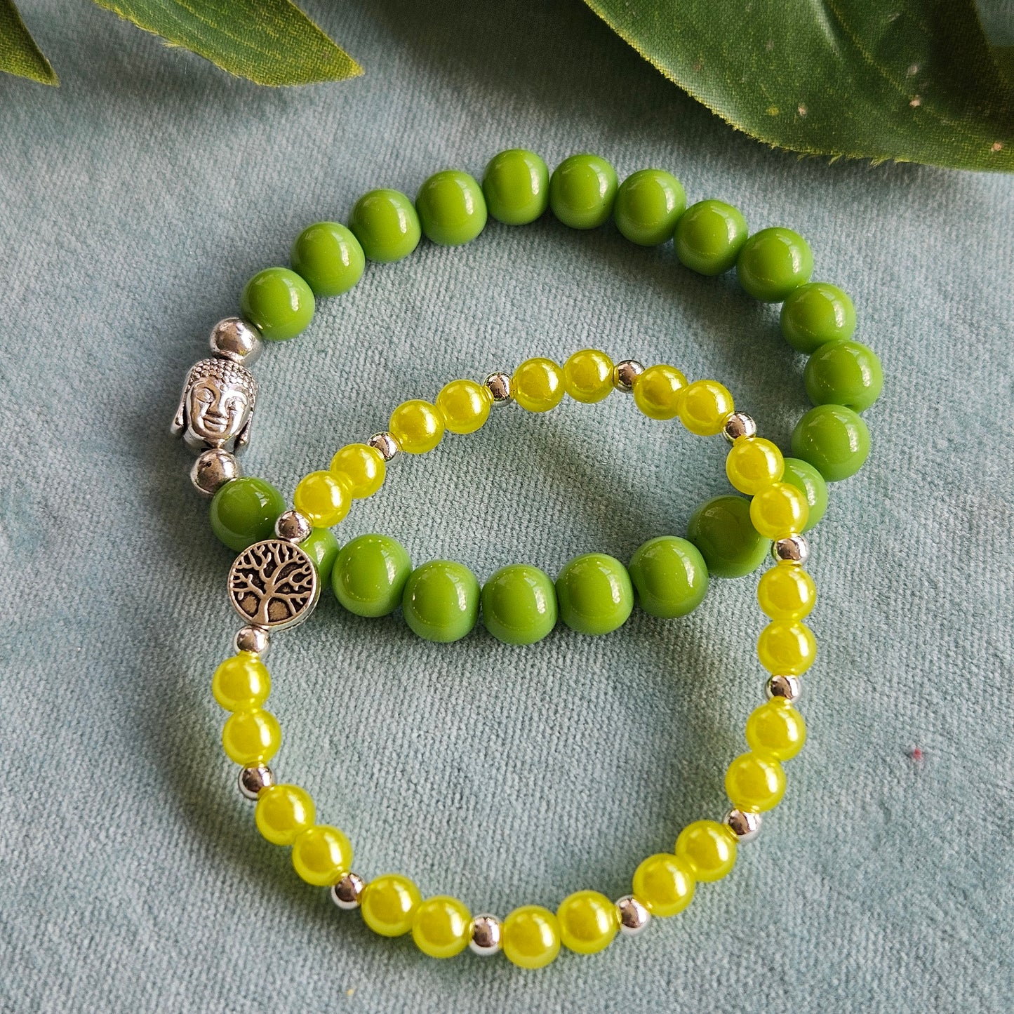 Armband 2er-Set grün Lebensbaum