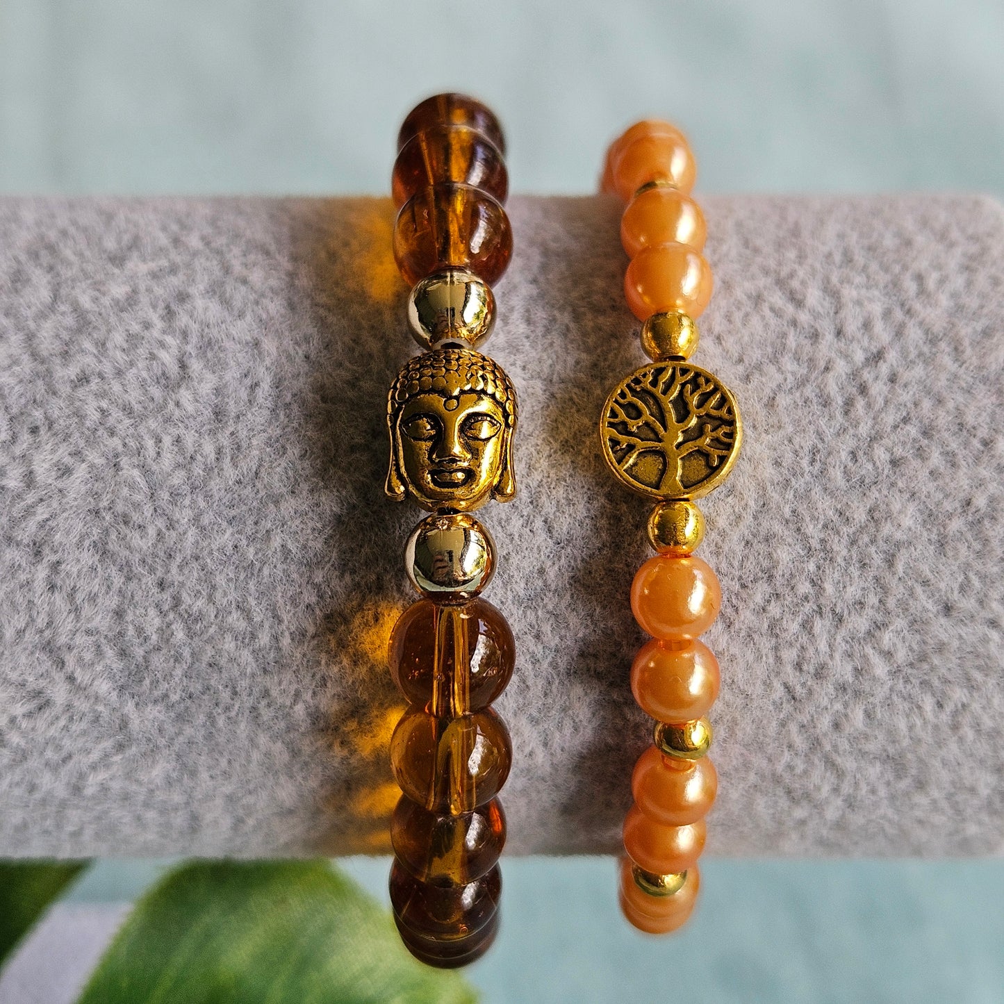 Armband 2er-Set braun Lebensbaum