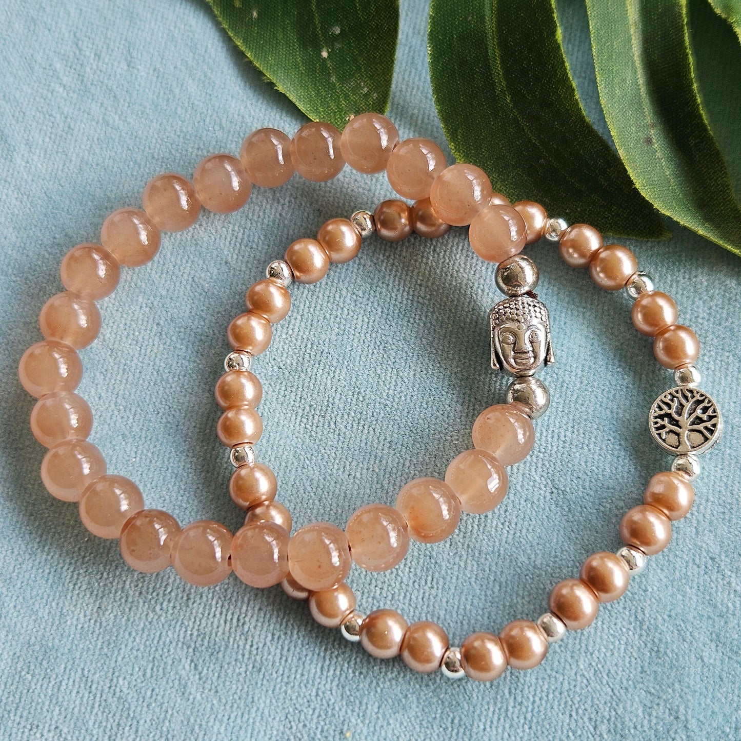 Armband 2er-Set braun Lebensbaum