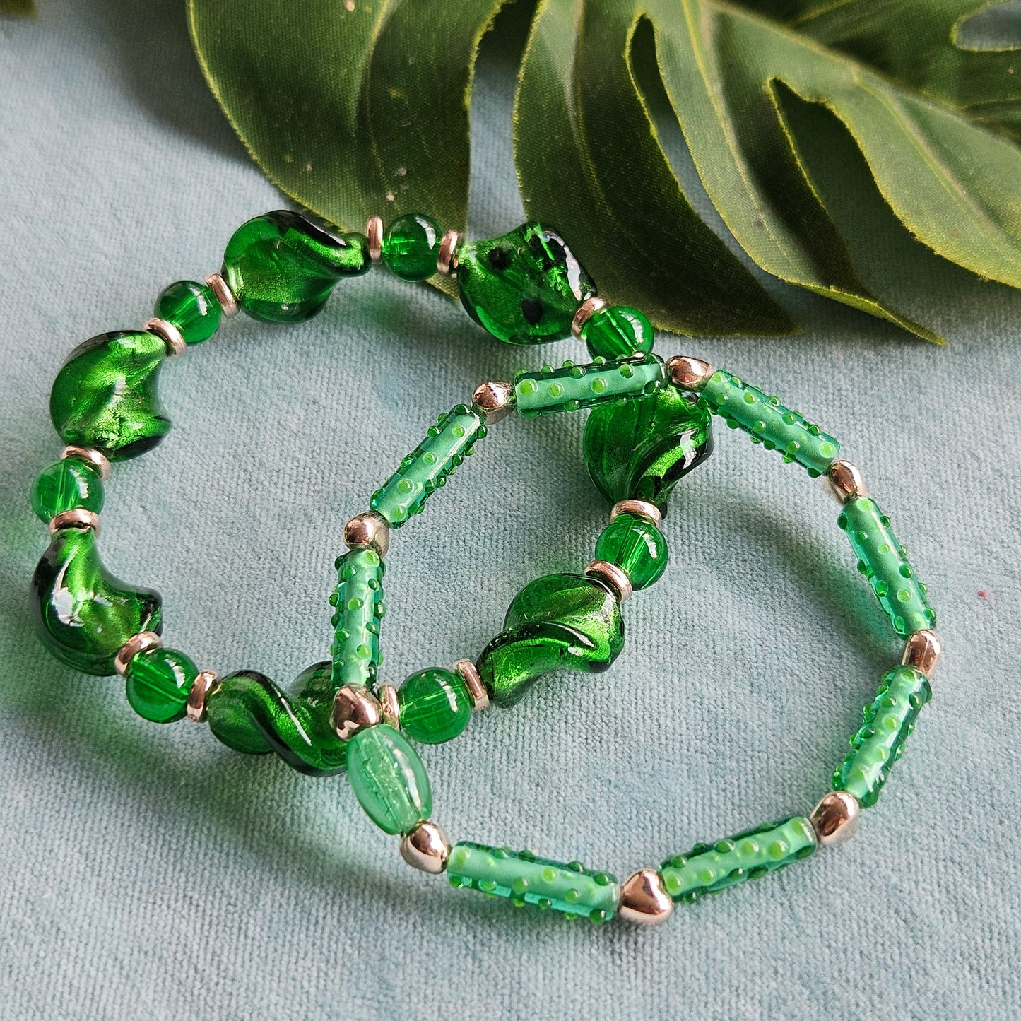 Armbänder Glasperlen grün