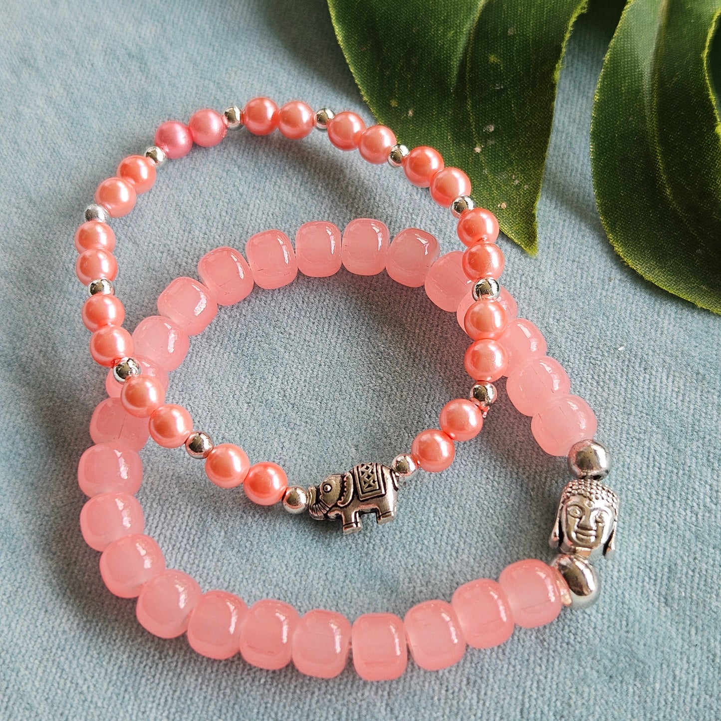 Armbänder Glas und Perlen Rosa