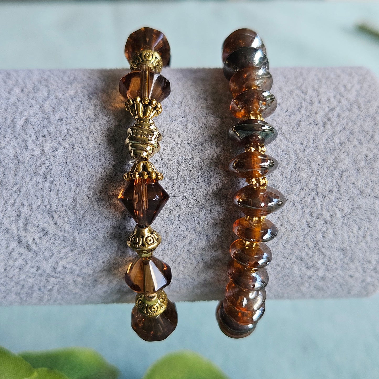 Armbänder Glas Perlen braun