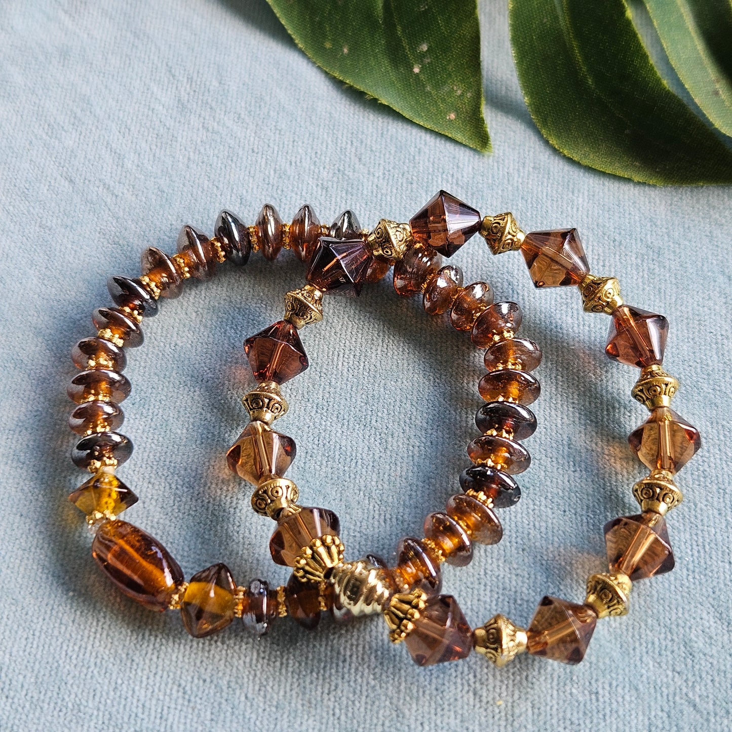 Armbänder Glas Perlen braun