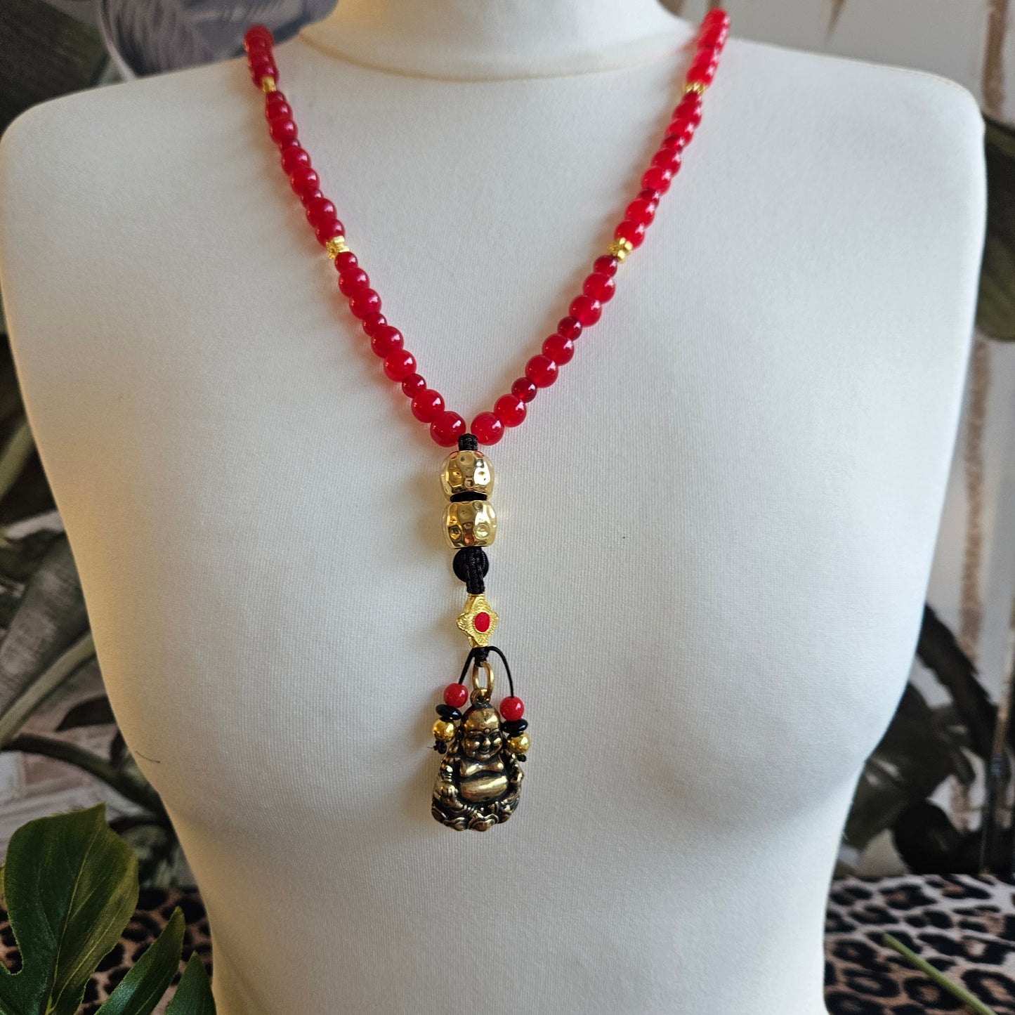 Glasperlen Halskette mit Anhänger Buddha