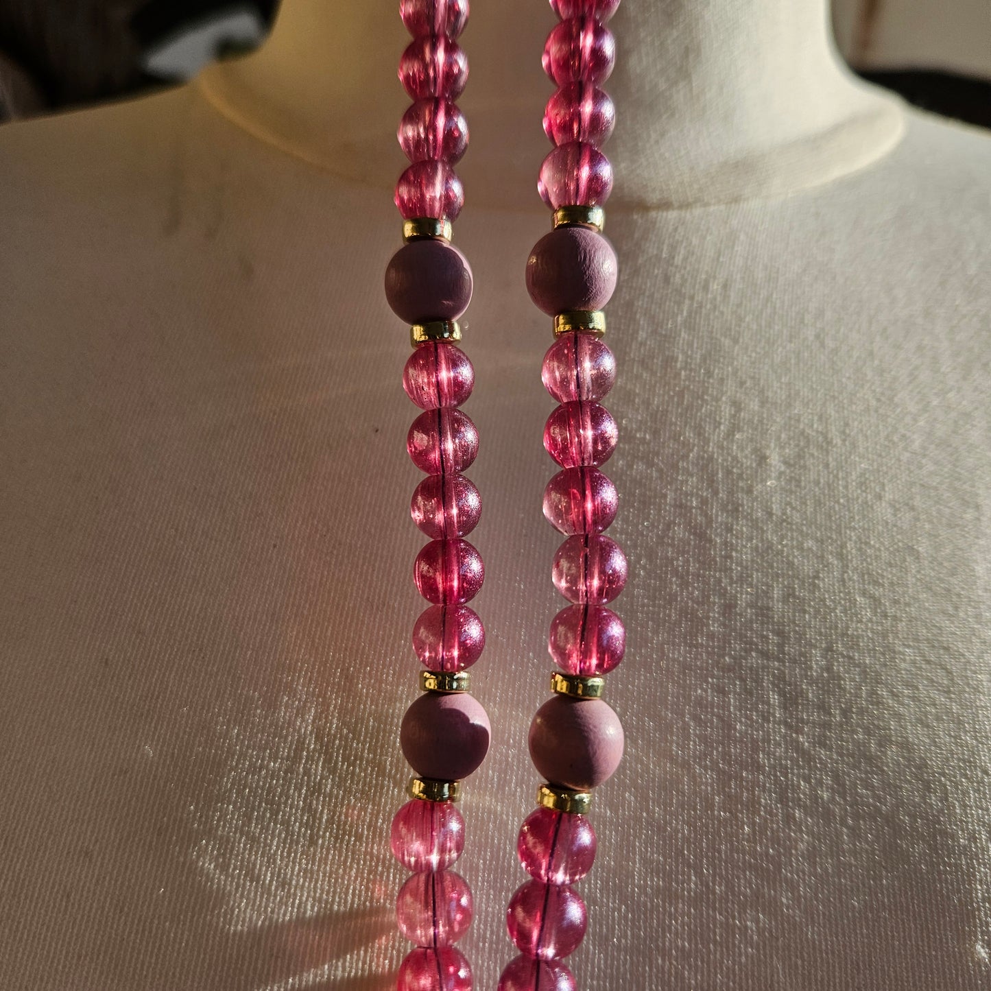 Glas Perlenkette mit Quaste Rose