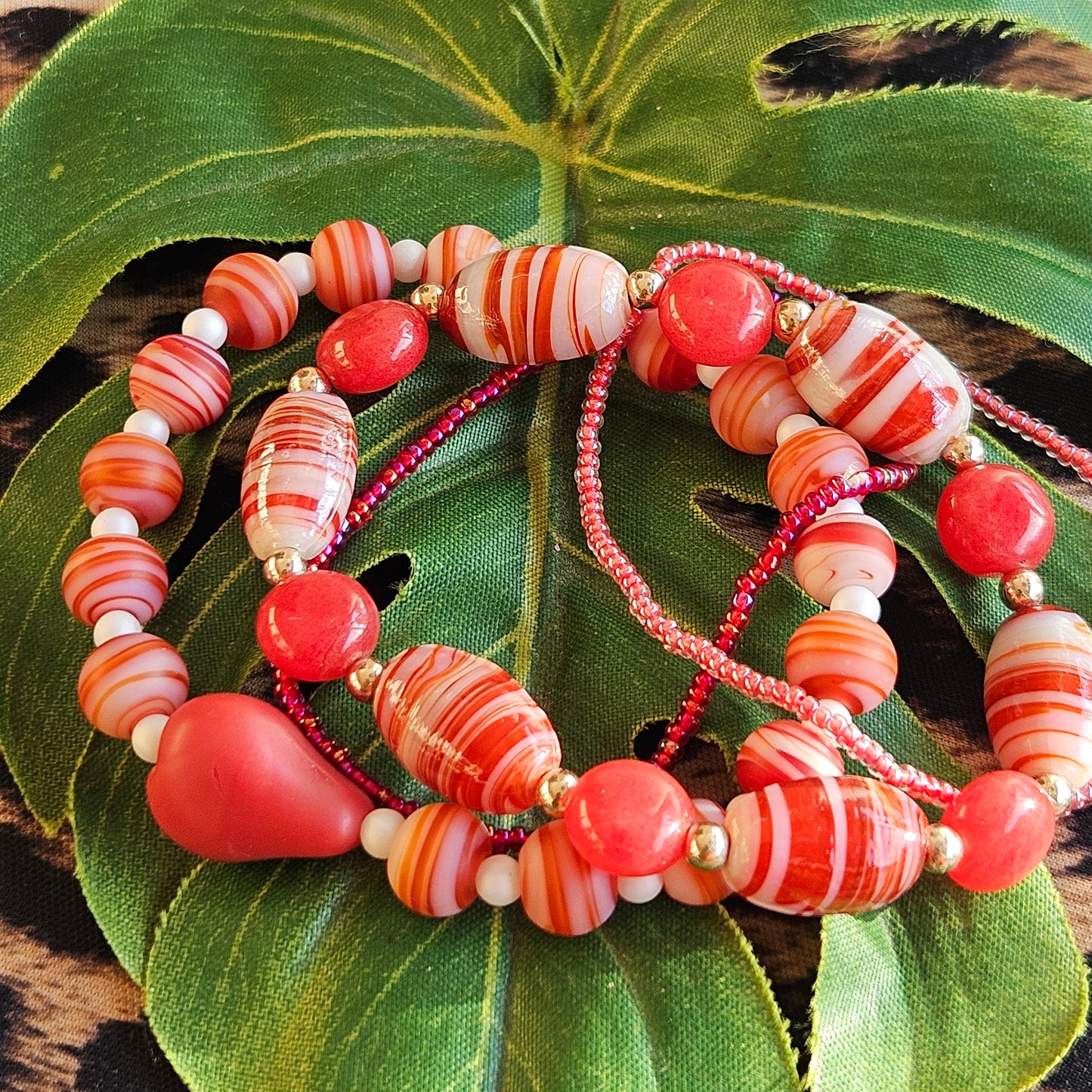 Glasperlen Armbänder Rot 4 Stück