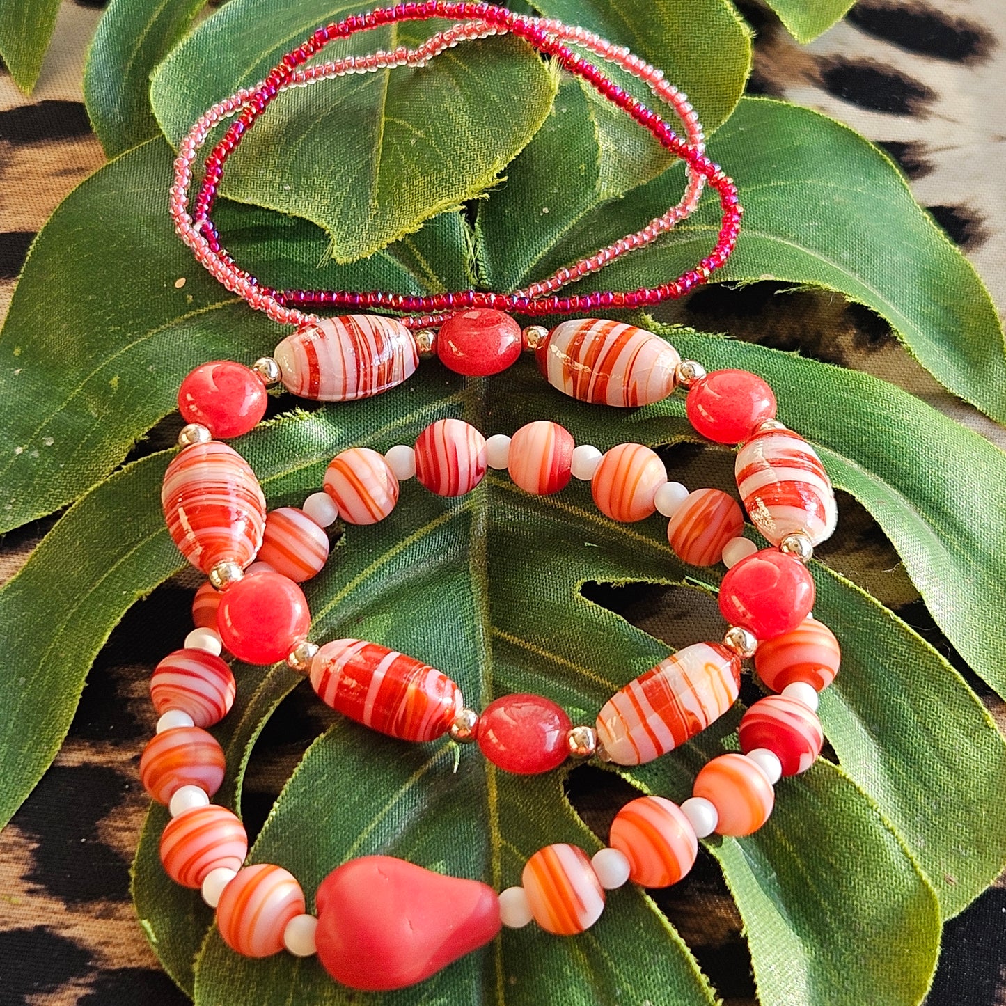 Glasperlen Armbänder Rot 4 Stück
