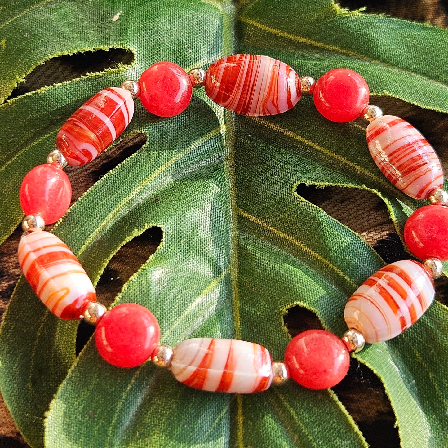 Glasperlen Armbänder Rot 4 Stück