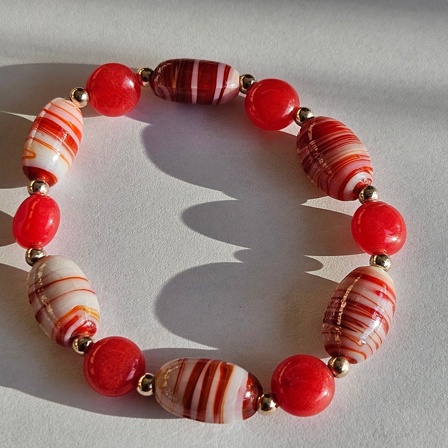 Glasperlen Armbänder Rot 4 Stück