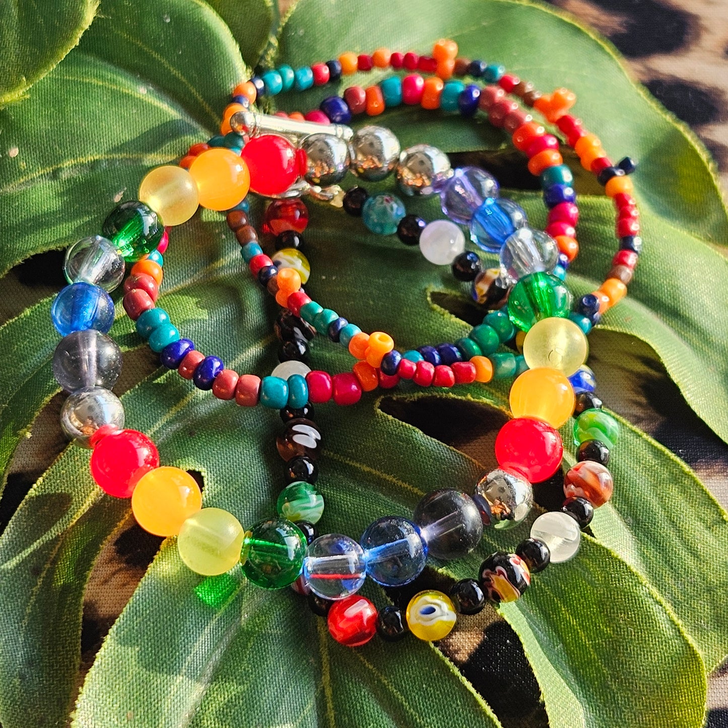 4 Bunte Perlenarmbänder Bohemian Style