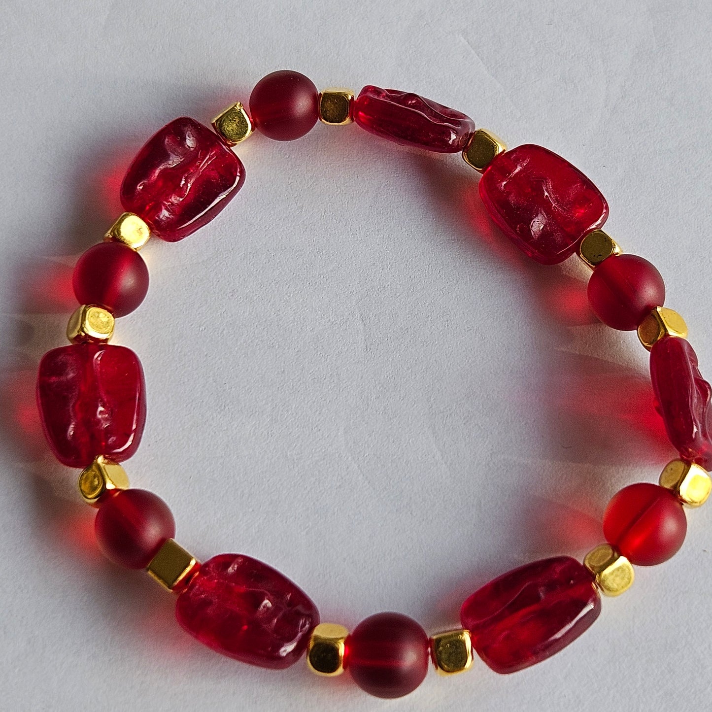 Glasperlen Armbänder 2 Stück Rot