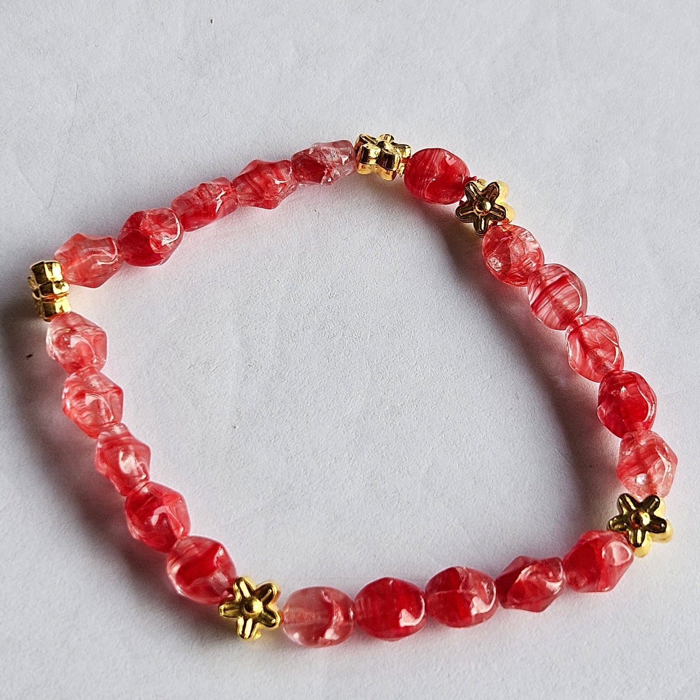 Perlenarmbänder Rose /Rot Stein mit Lebensbaum