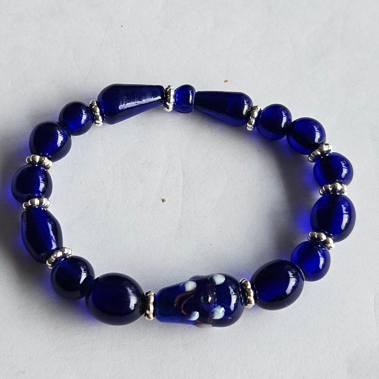 Perlenarmbänder 3 er Set in Blau mit Silber Armband
