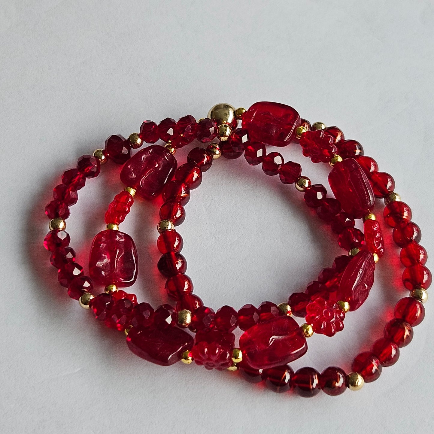 Perlenarmbänder Rot mit tollen Perlen 3 er Set