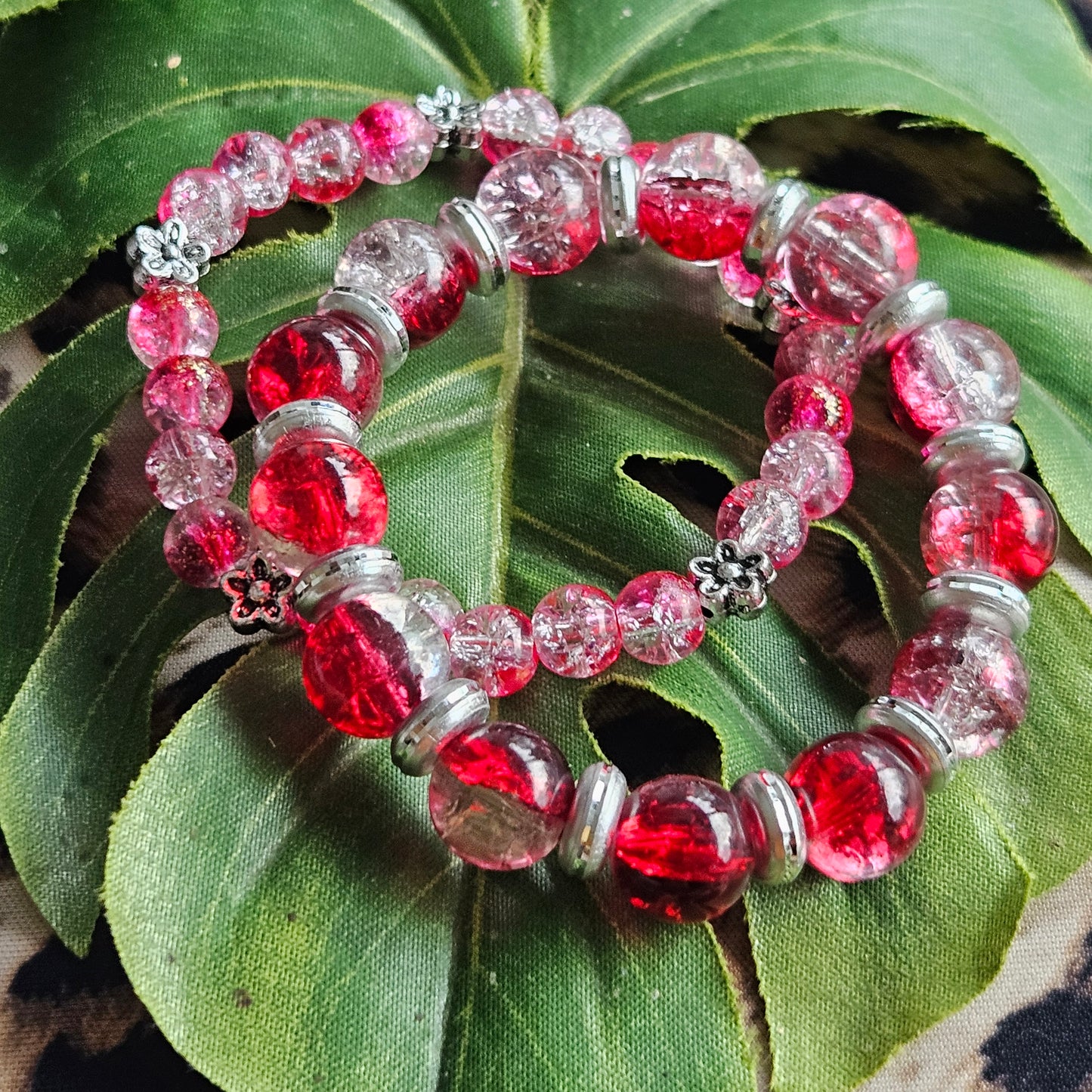 Glasperlen Armbänder 2 er Set Rot