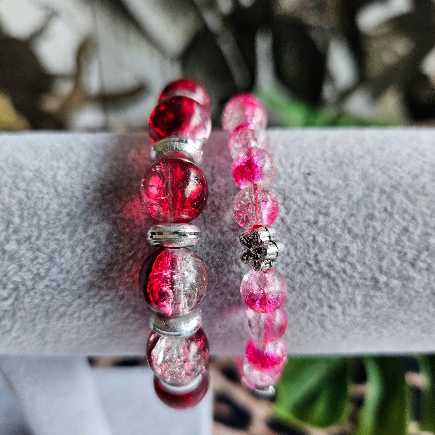 Glasperlen Armbänder 2 er Set Rot