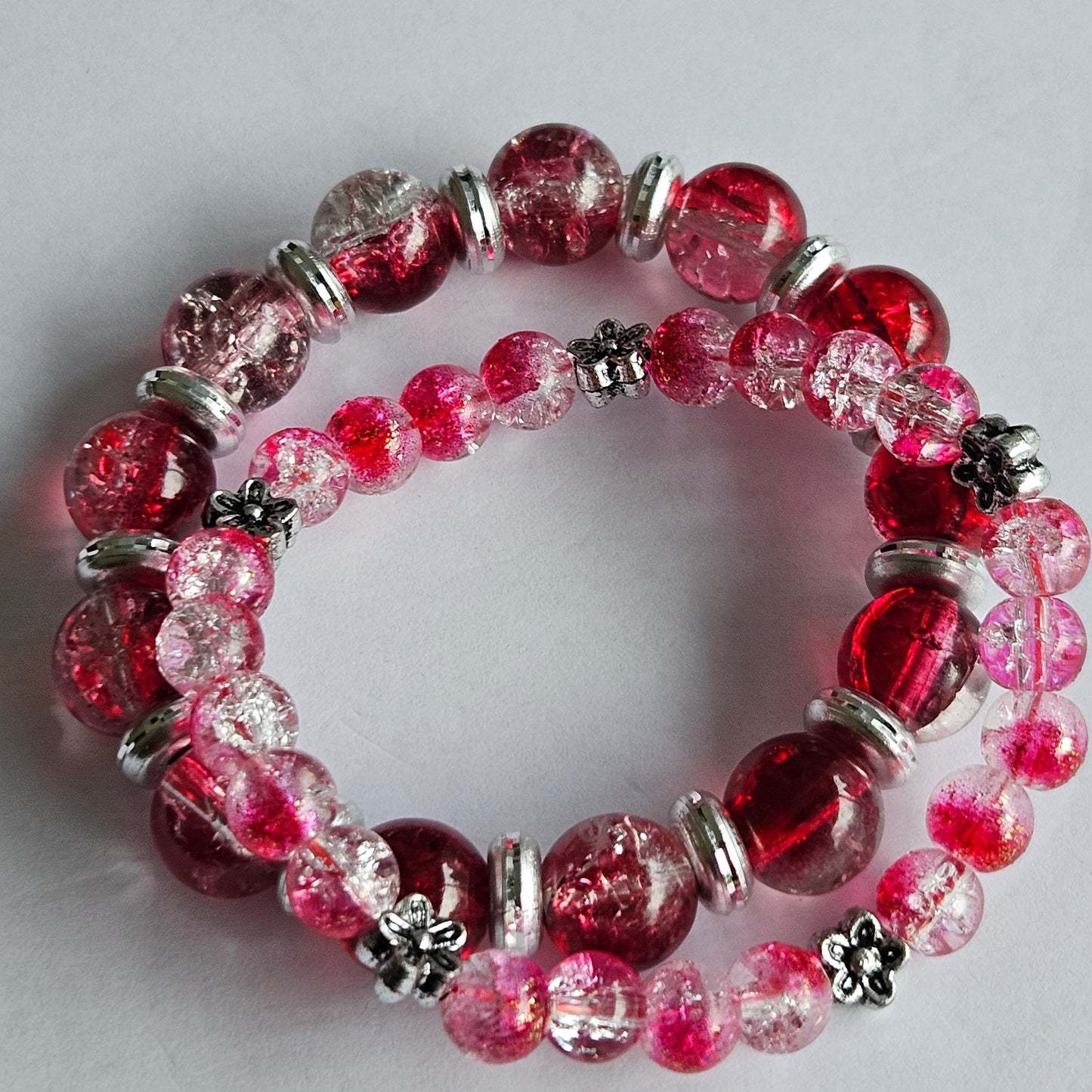 Glasperlen Armbänder 2 er Set Rot