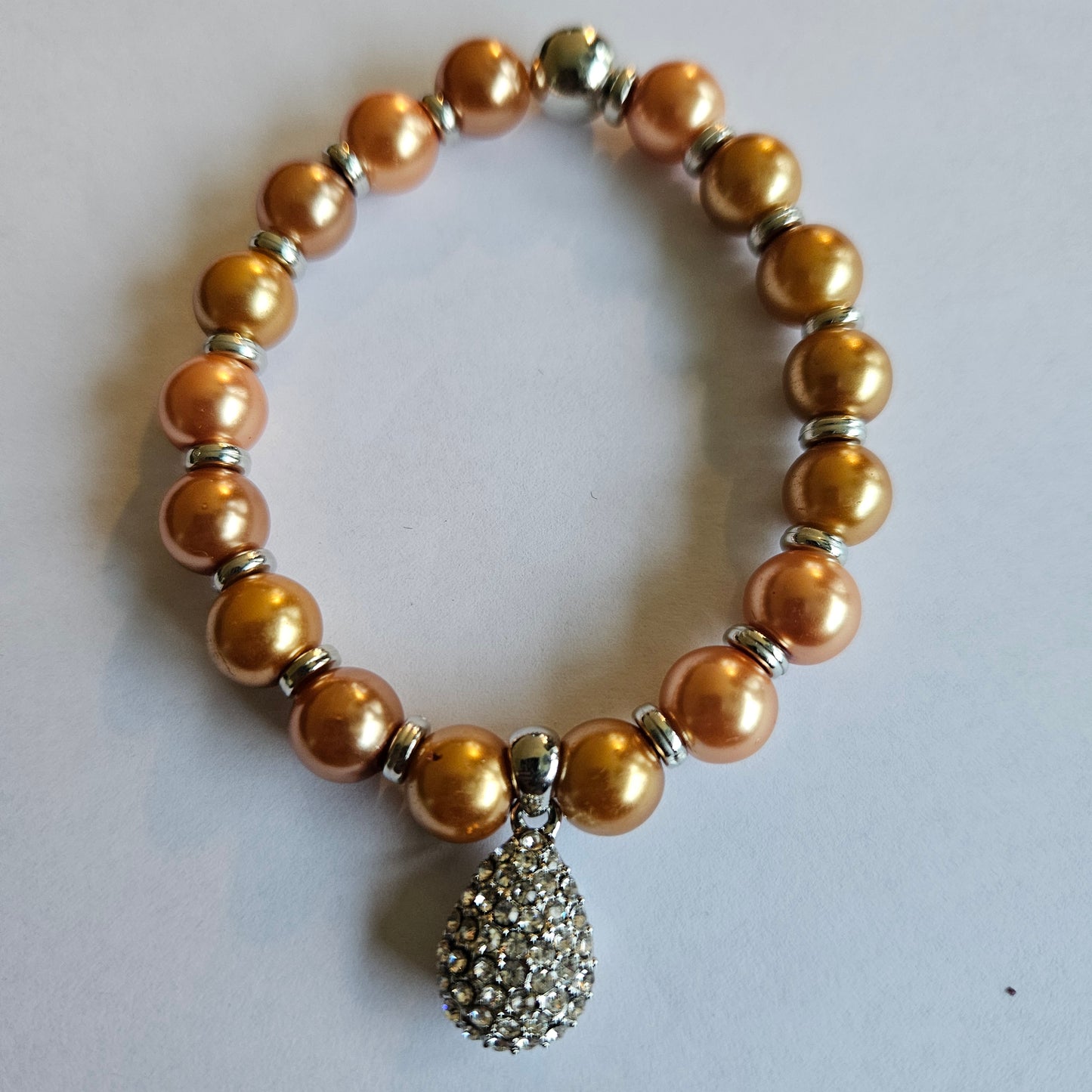 Perlenarmbänder 3 Stück Goldorange mit Strass Anhänger