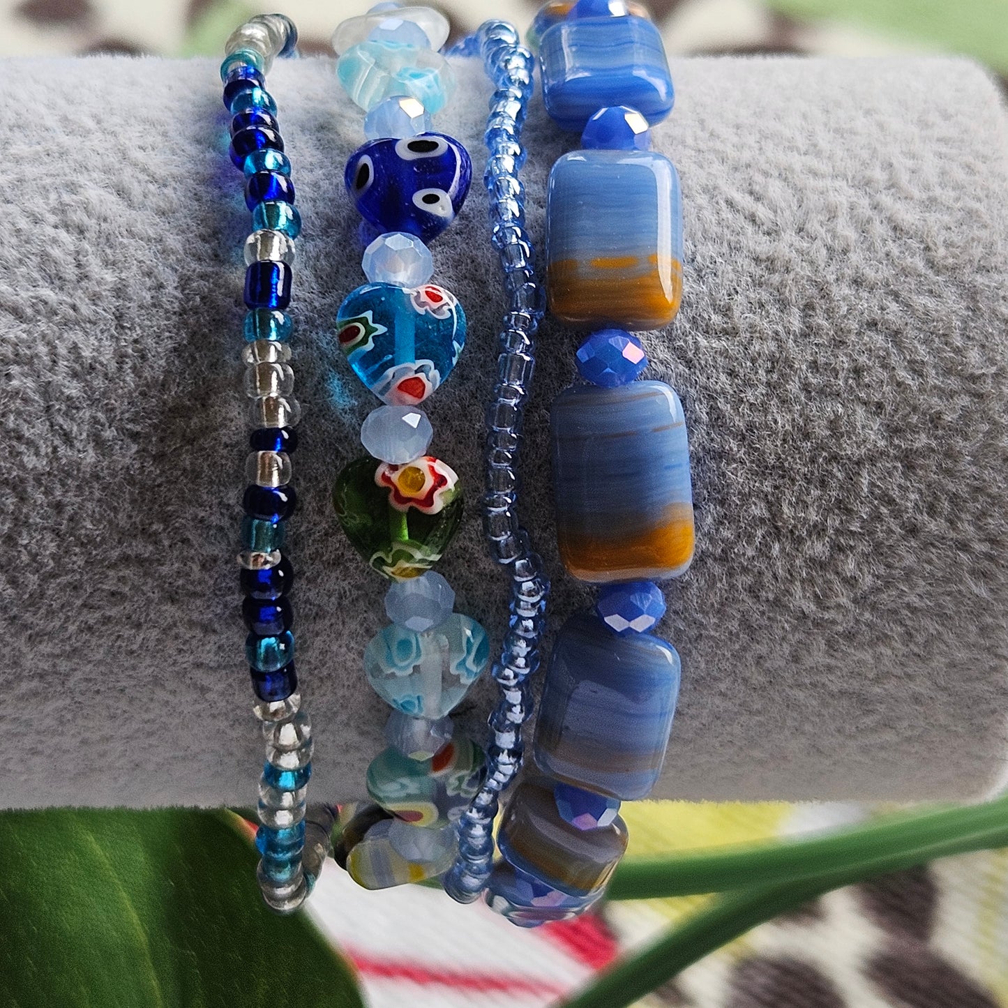 Perlenarmbänder Glas Bunt /Blau