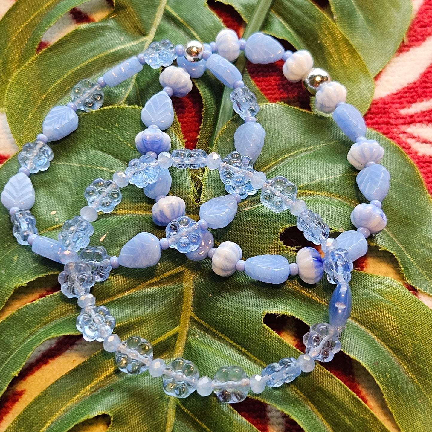 Perlenarmbänder Glas Blau 3 Stück