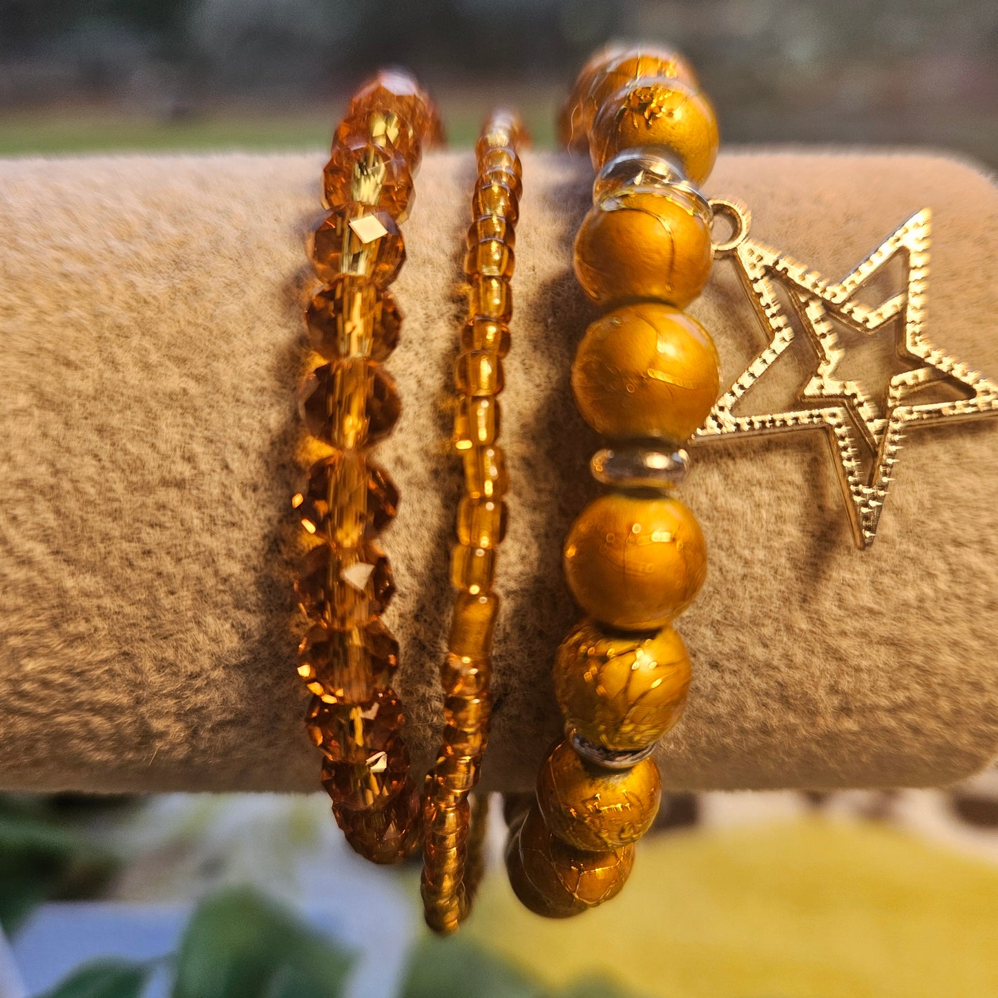 Perlenarmbänder 3 Stück Mit Sternanhänger Orangegold