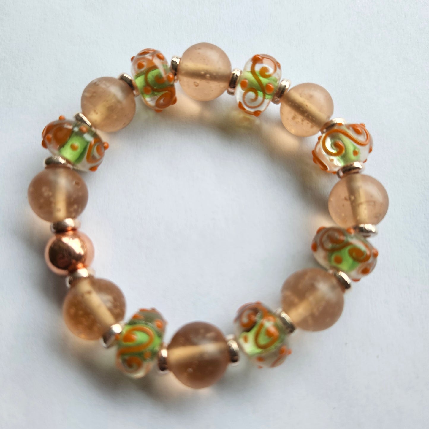 Glasperlen Armbänder 4 Stück Rose mit Grün