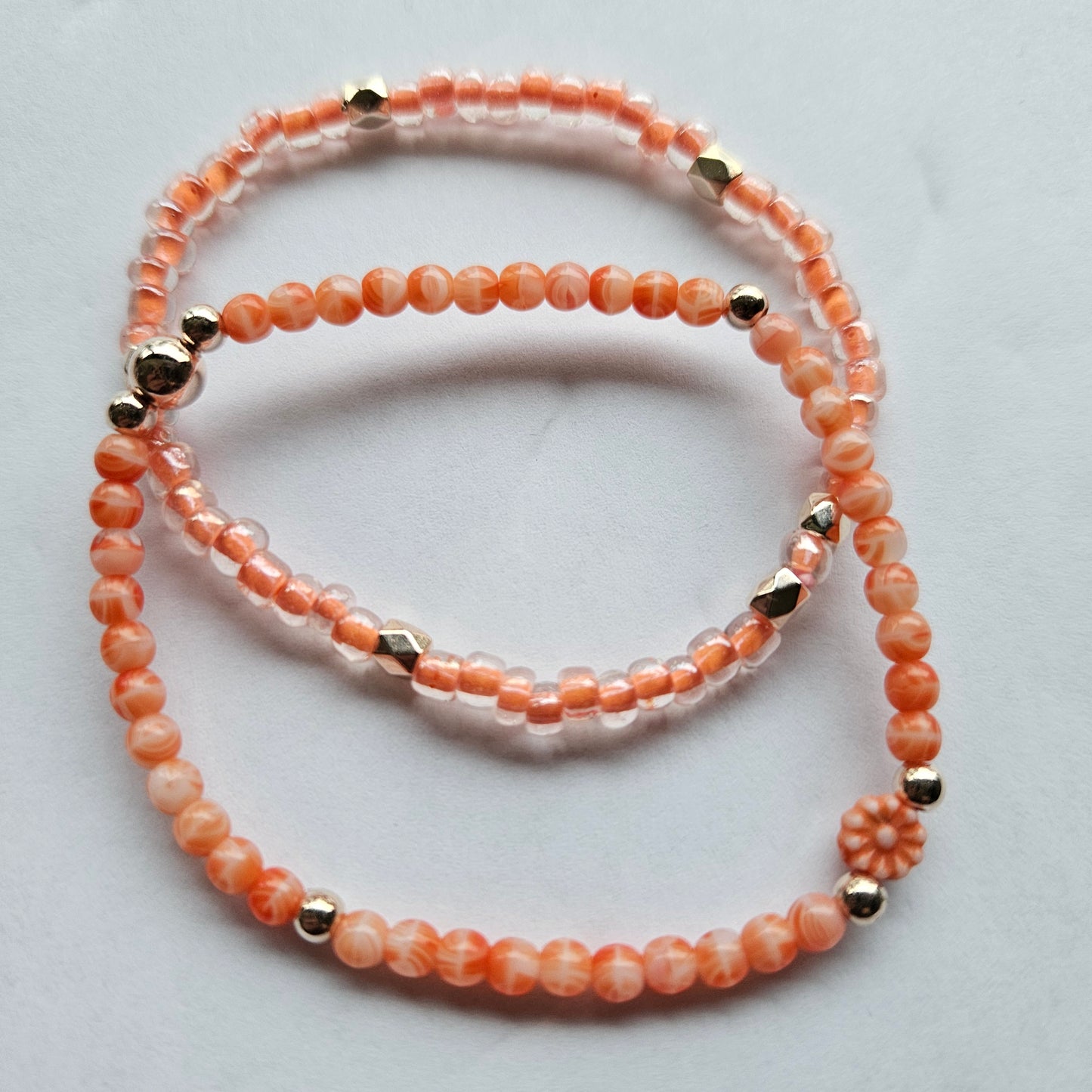 Perlenarmbänder Stein/Glas 4 Stück Orange