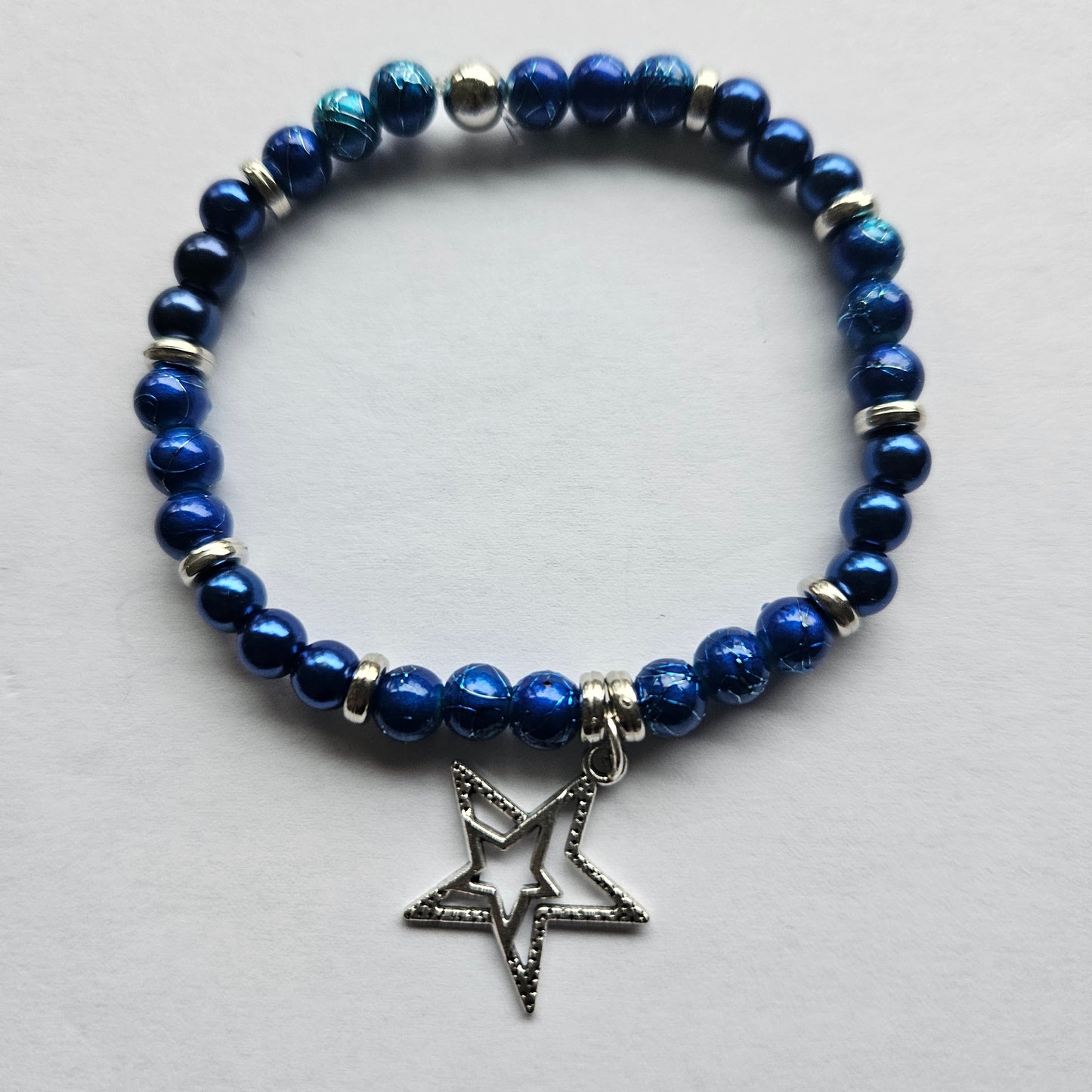 Perlenarmband blau 2 er Set m AH Stern