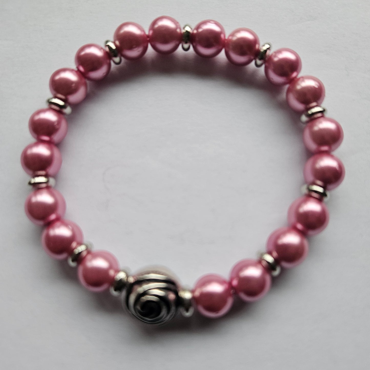 Perlenarmbänder Rosa mit Rosen 3 Stück