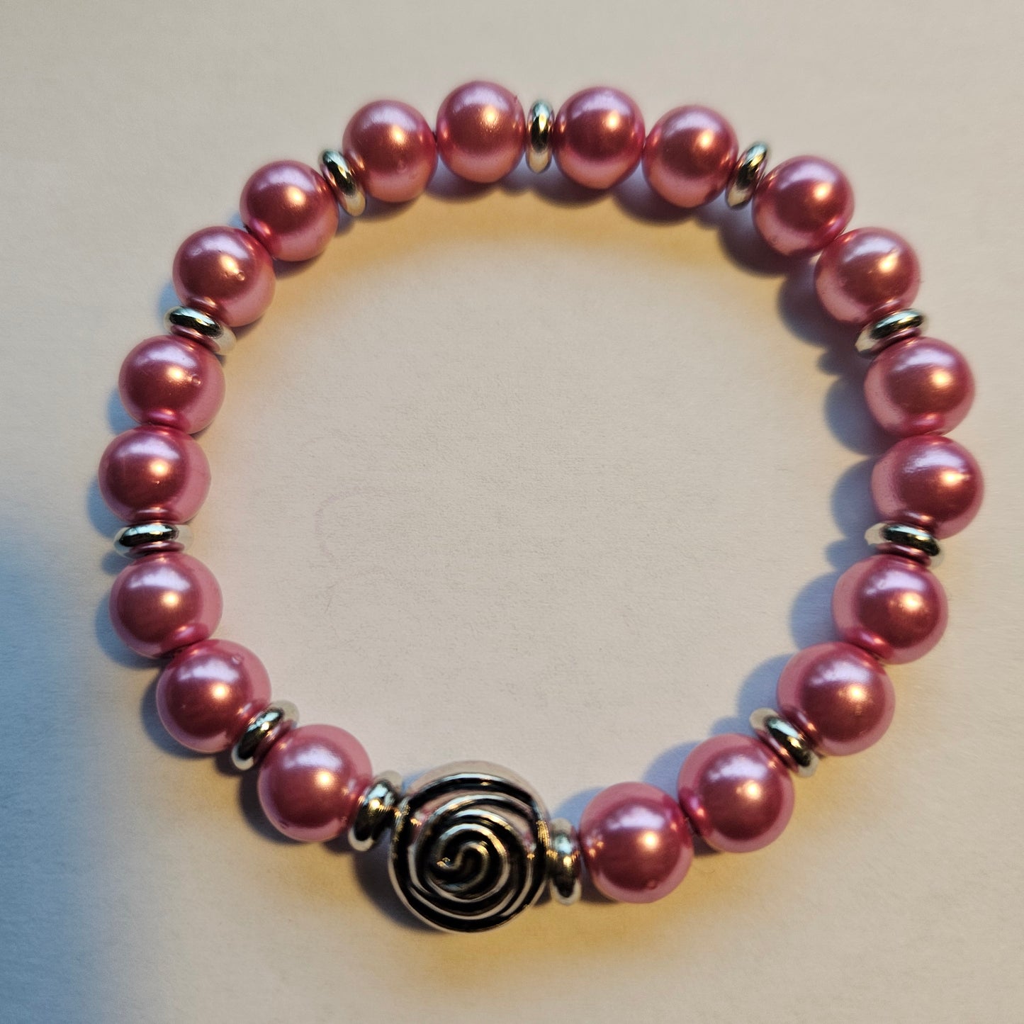 Perlenarmbänder Rosa mit Rosen 3 Stück