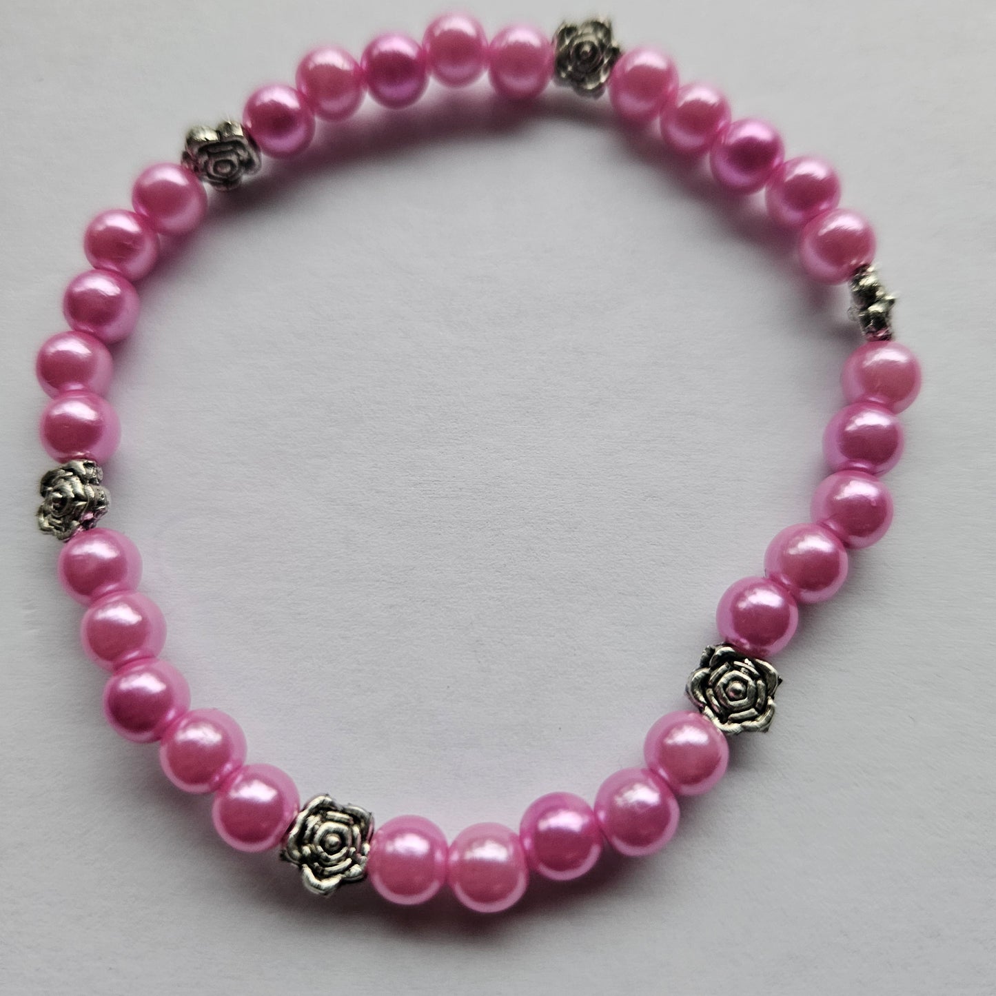 Perlenarmbänder Rosa mit Rosen 3 Stück