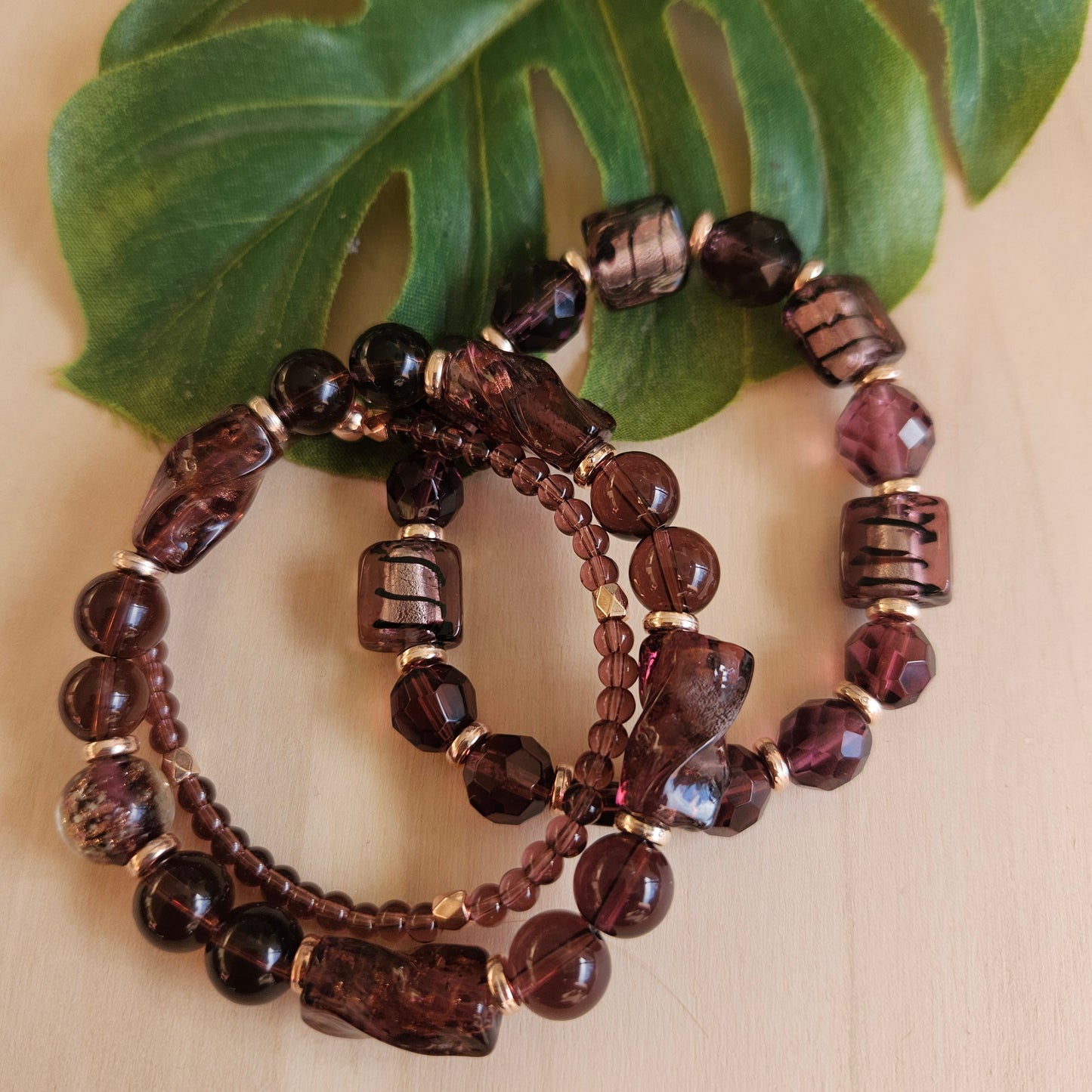 Armbänder Glasperlen Lila 3 er Set