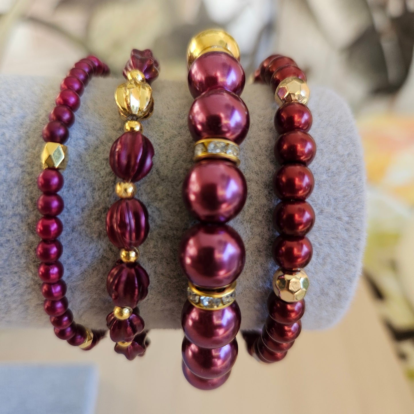 Armbänder Perlen Rot 4 Stck