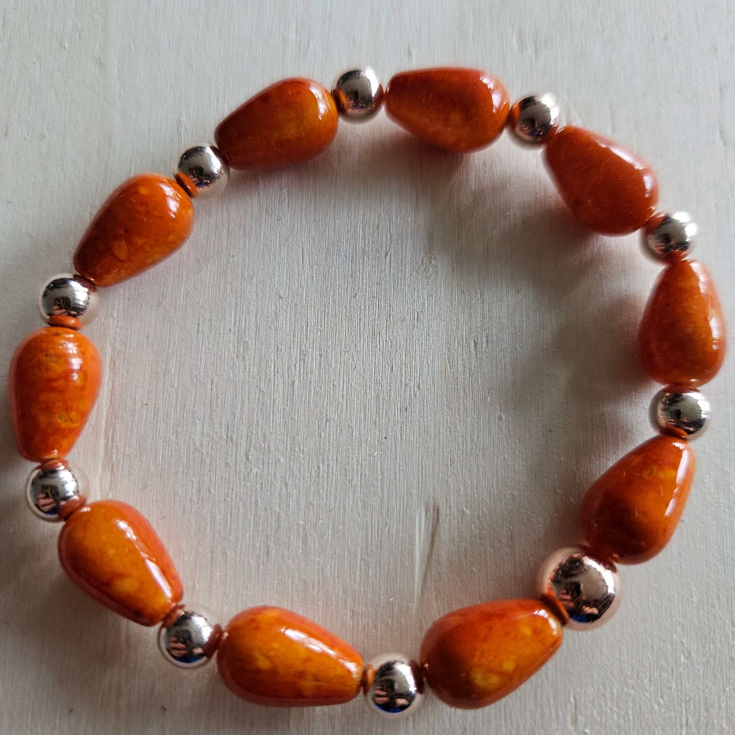 Armbänder Steinperlen Orange 4 er Set