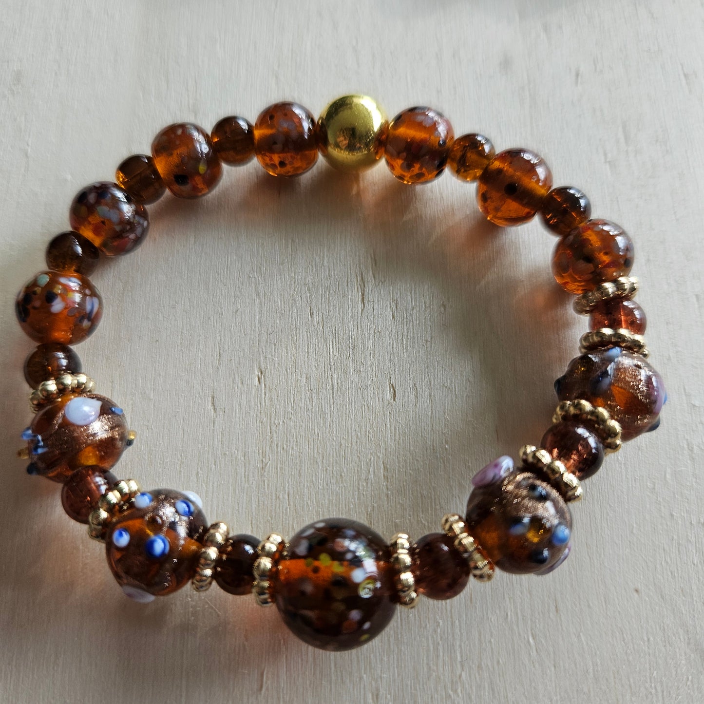 Armbänder Glasperlen braun gemustert