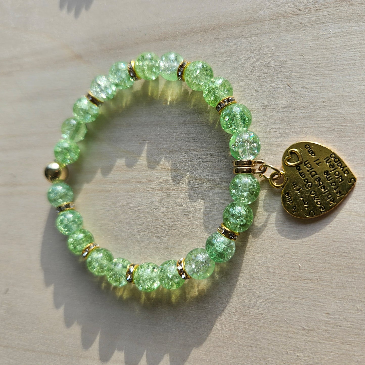 Armbänder Perlen grün mit Herz 3 er Set