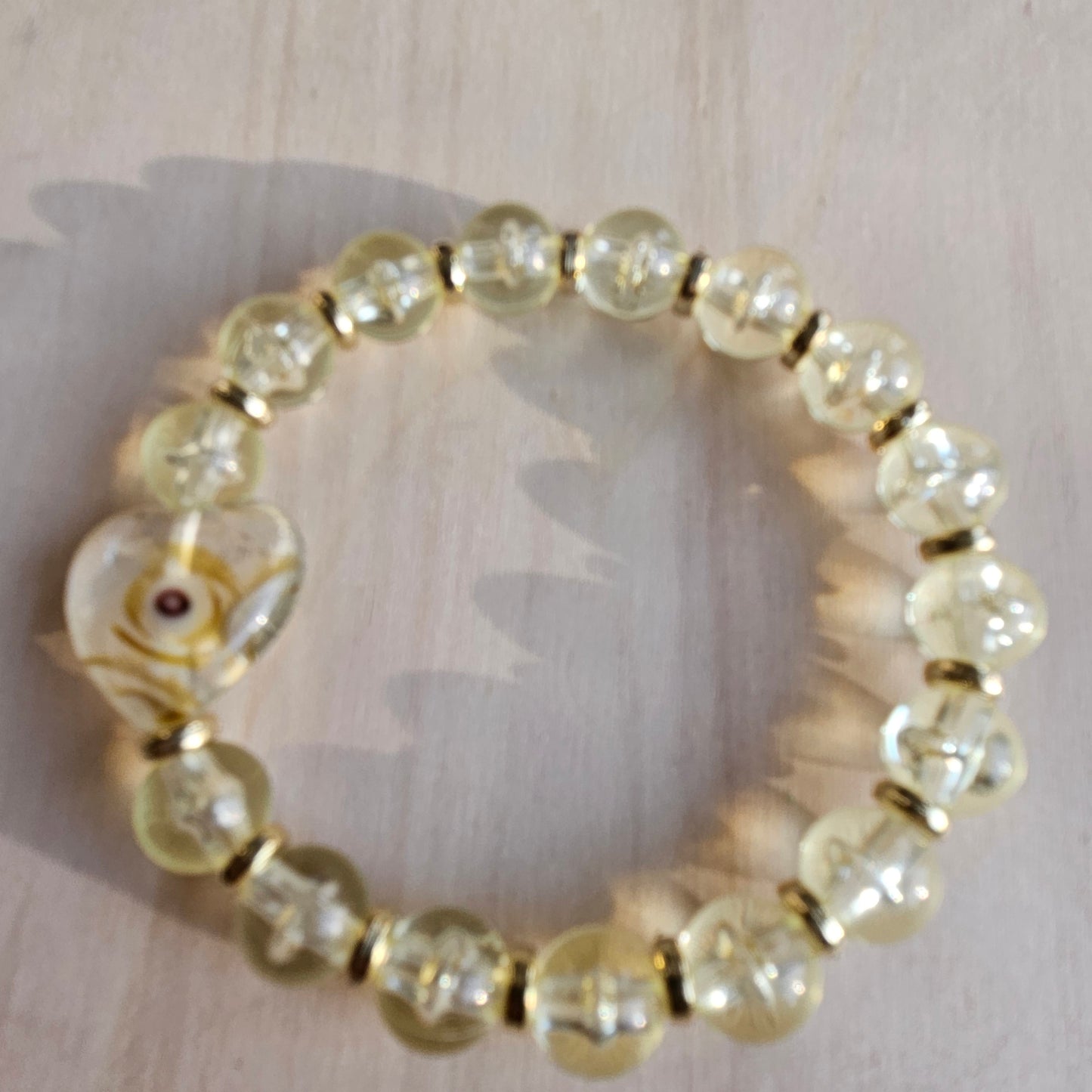 Armbänder Perlen gelb mit Herz 3 er Set