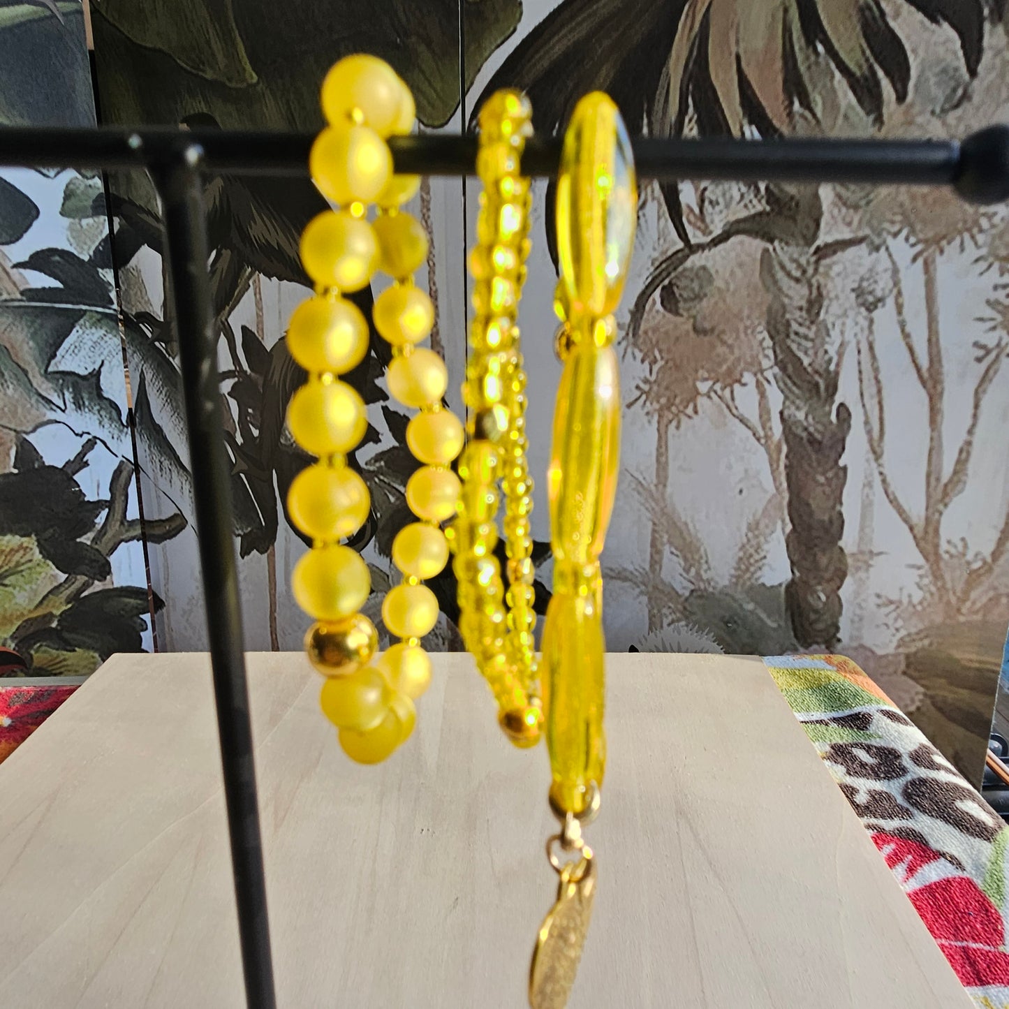 Armbänder Perlen Gelb mit Herz 3 er Set