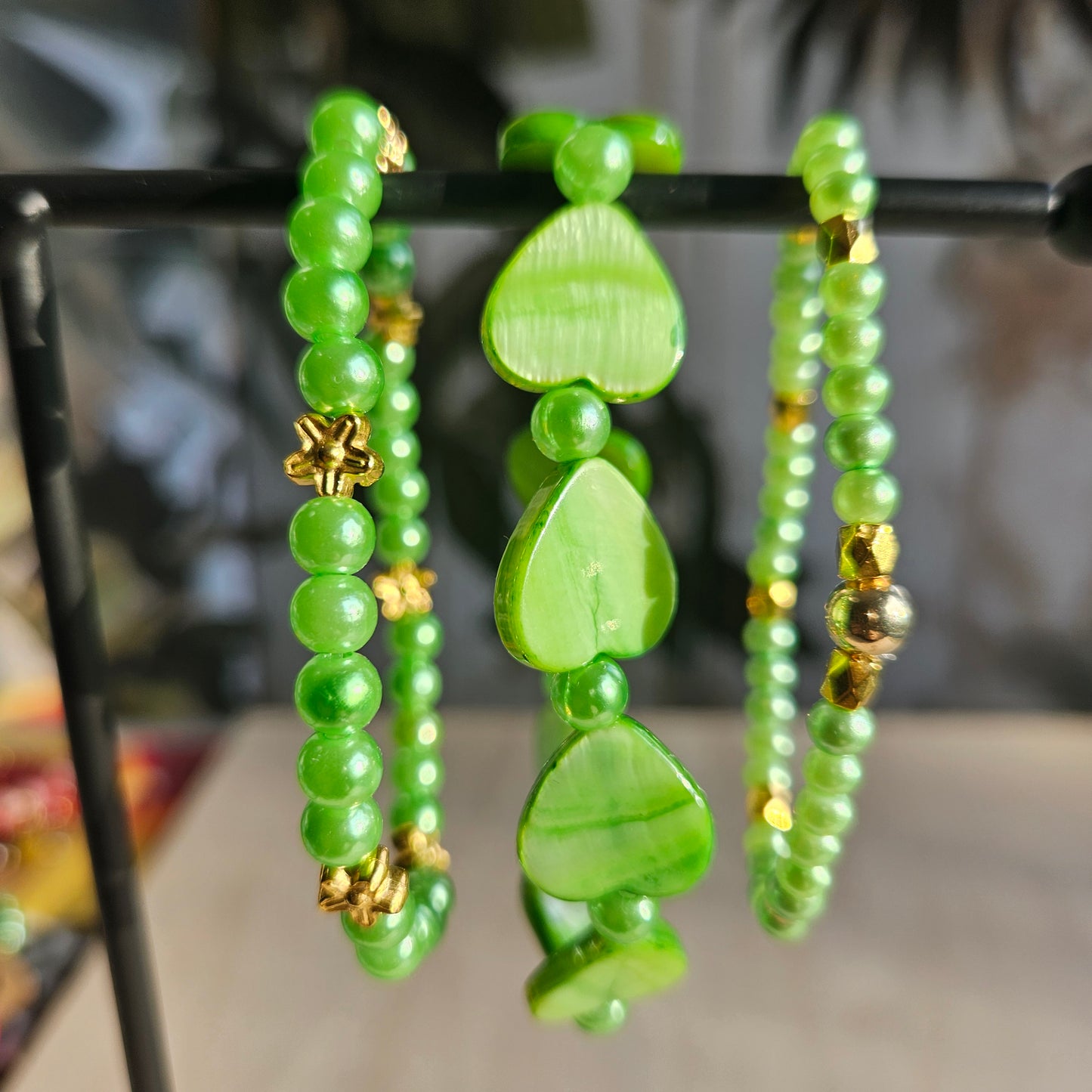 Armbänder Perlen grün 3 er Set