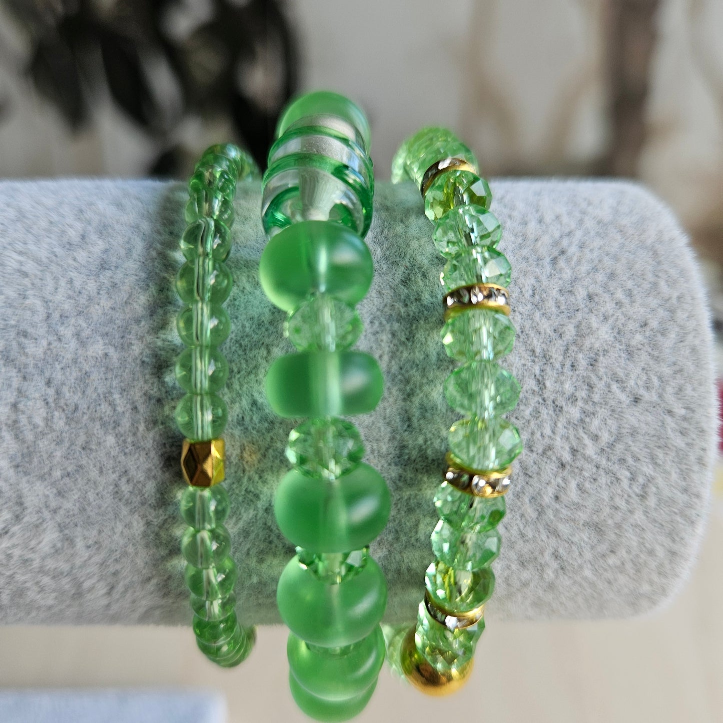 Armbänder Glas hellgrün 3 er Set