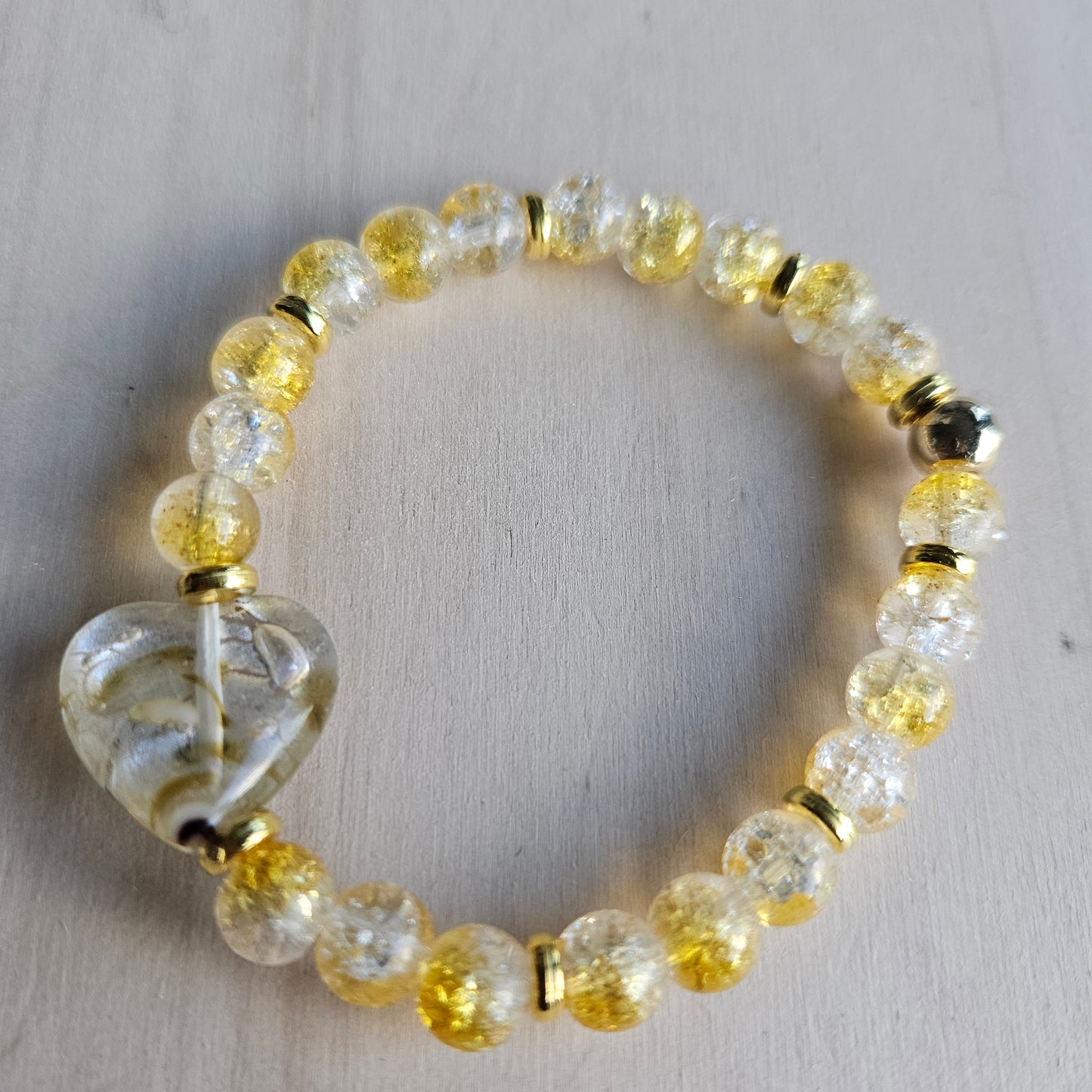 Armbänder Glas hellgelb 3 er Set mit Herz