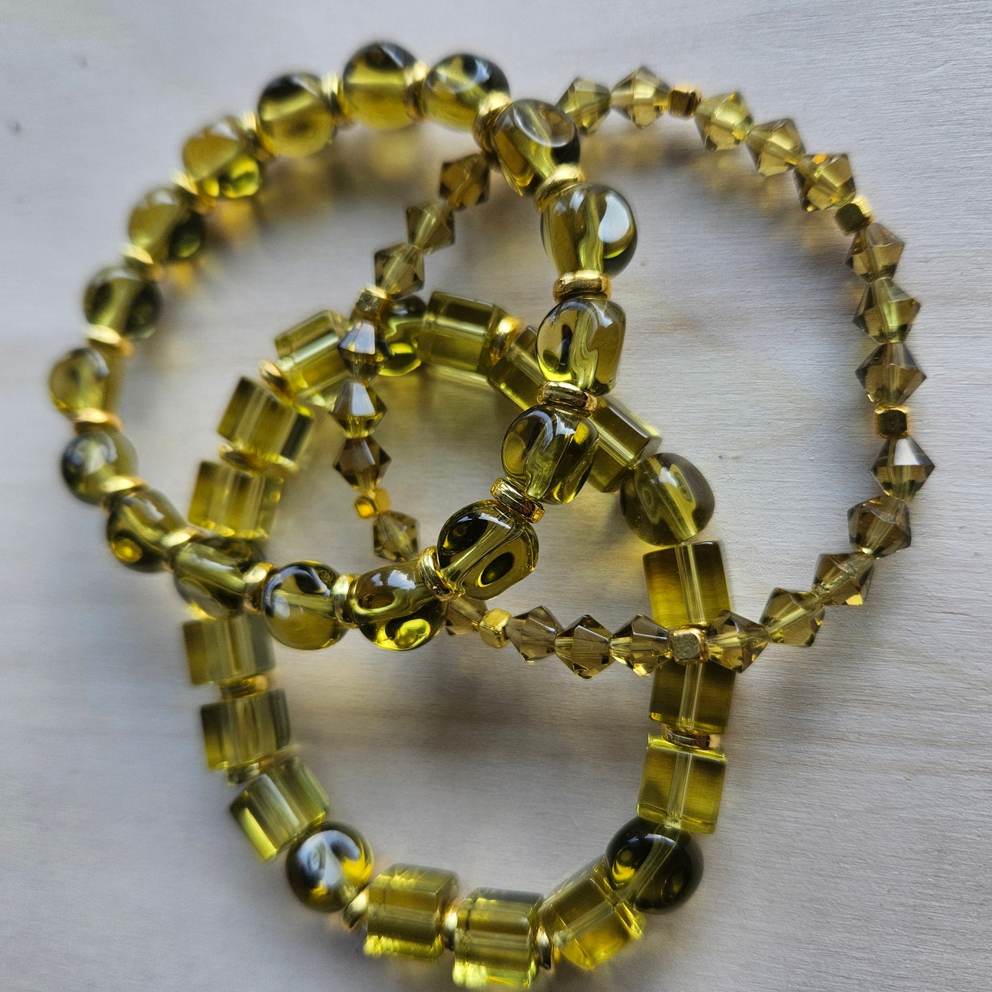 Armbänder Glas 3 er Set Goldgelb