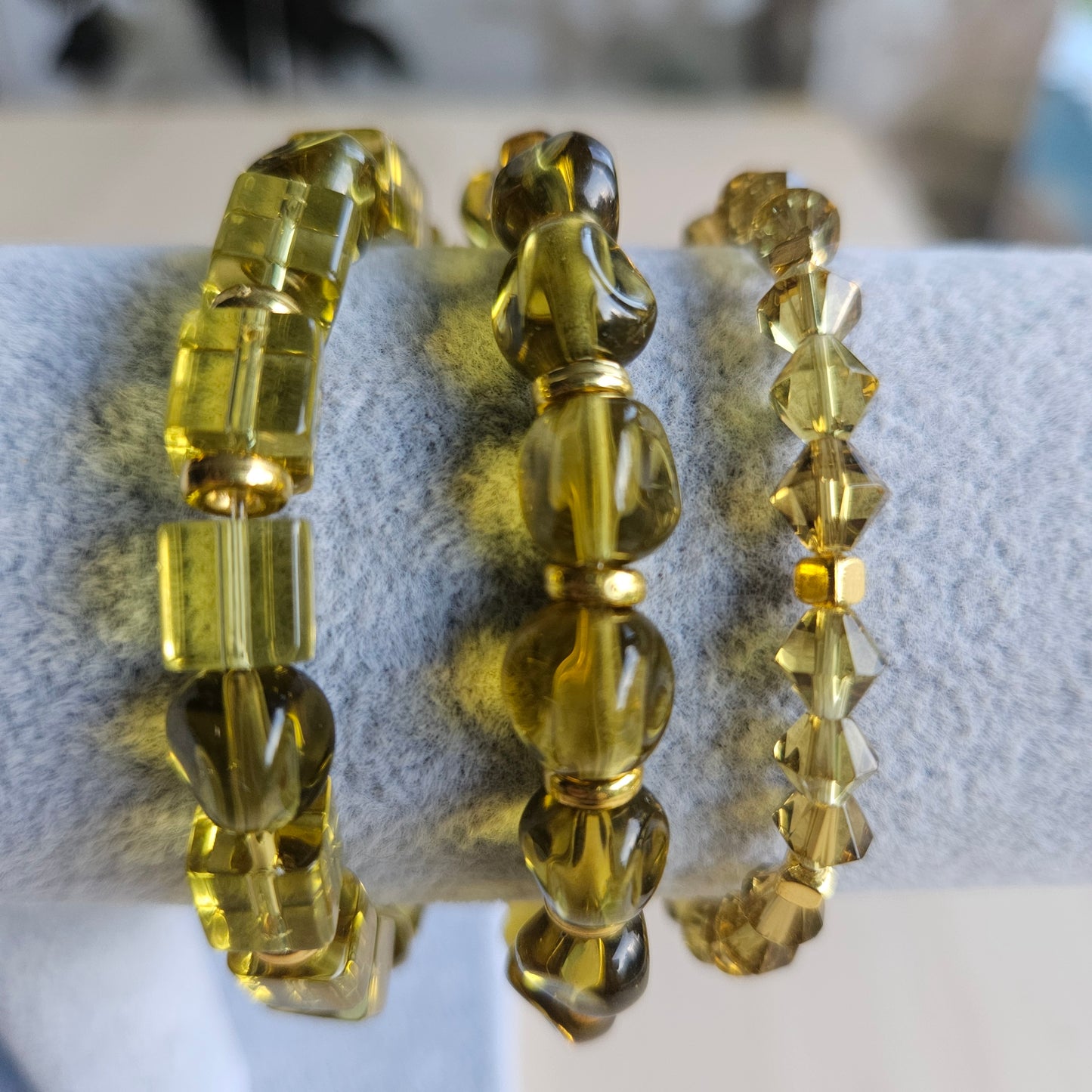 Armbänder Glas 3 er Set Goldgelb