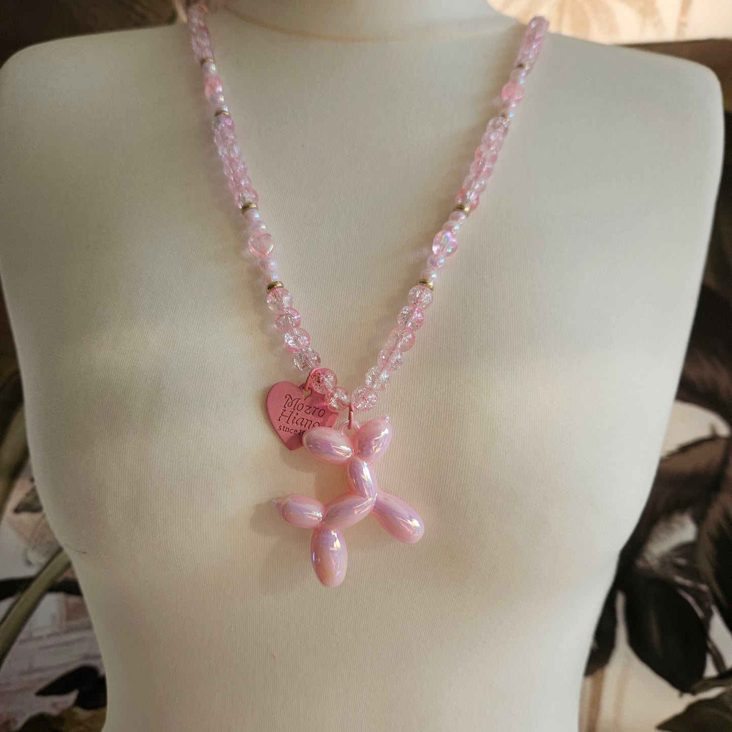 Halskette Perlen Rosa mit Ballonhund