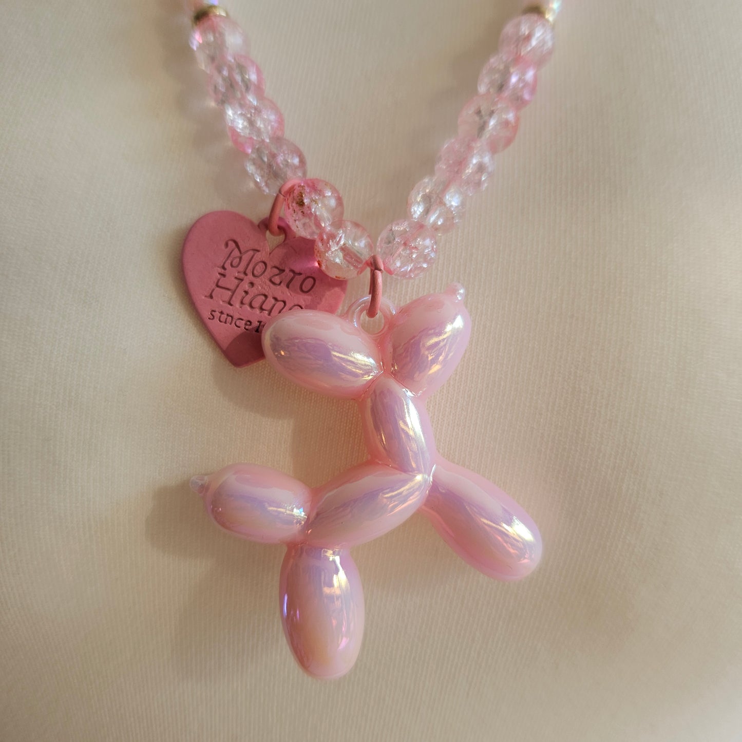 Halskette Perlen Rosa mit Ballonhund