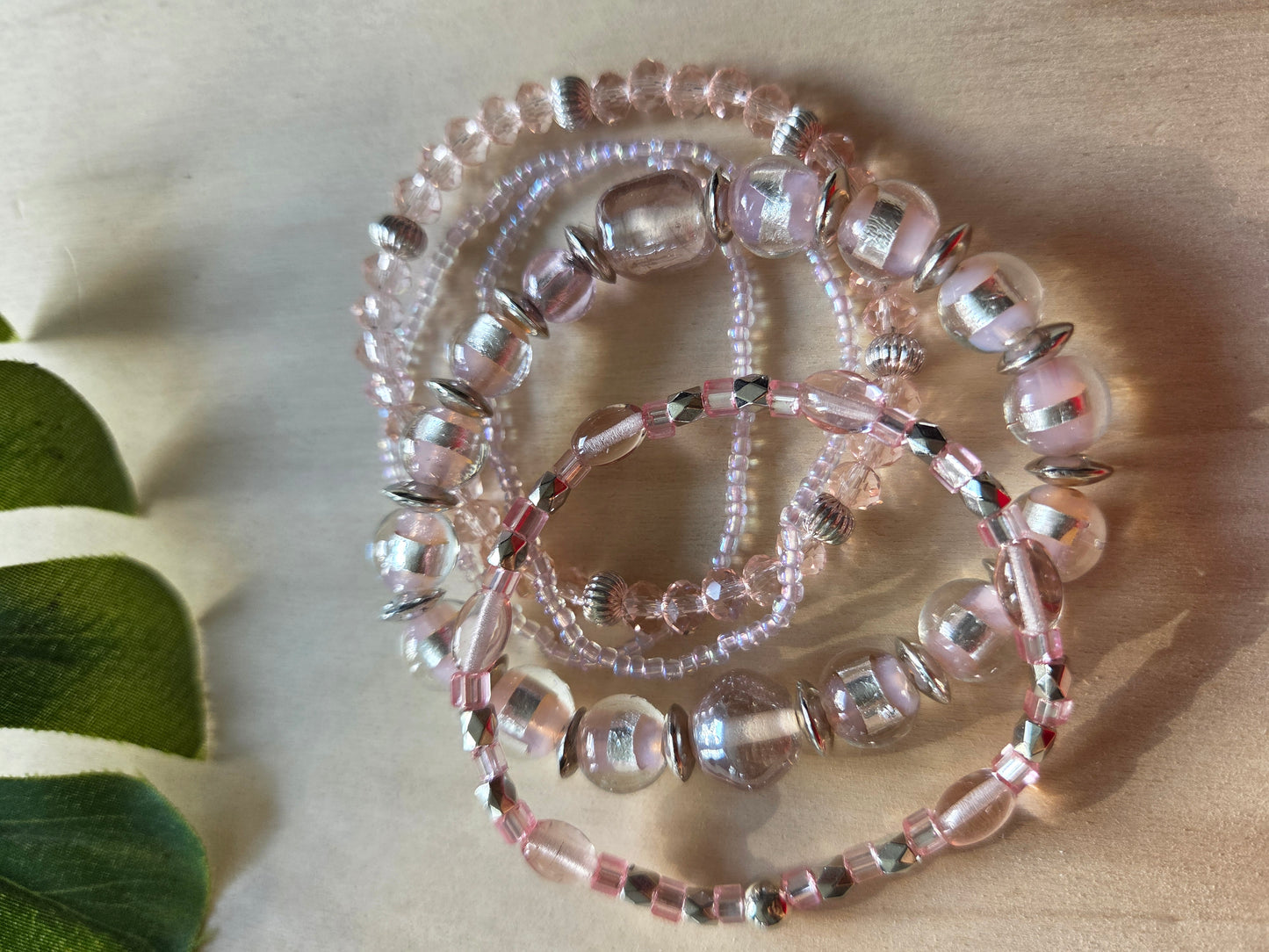 Armbänder Glas Rosa 5 er Set