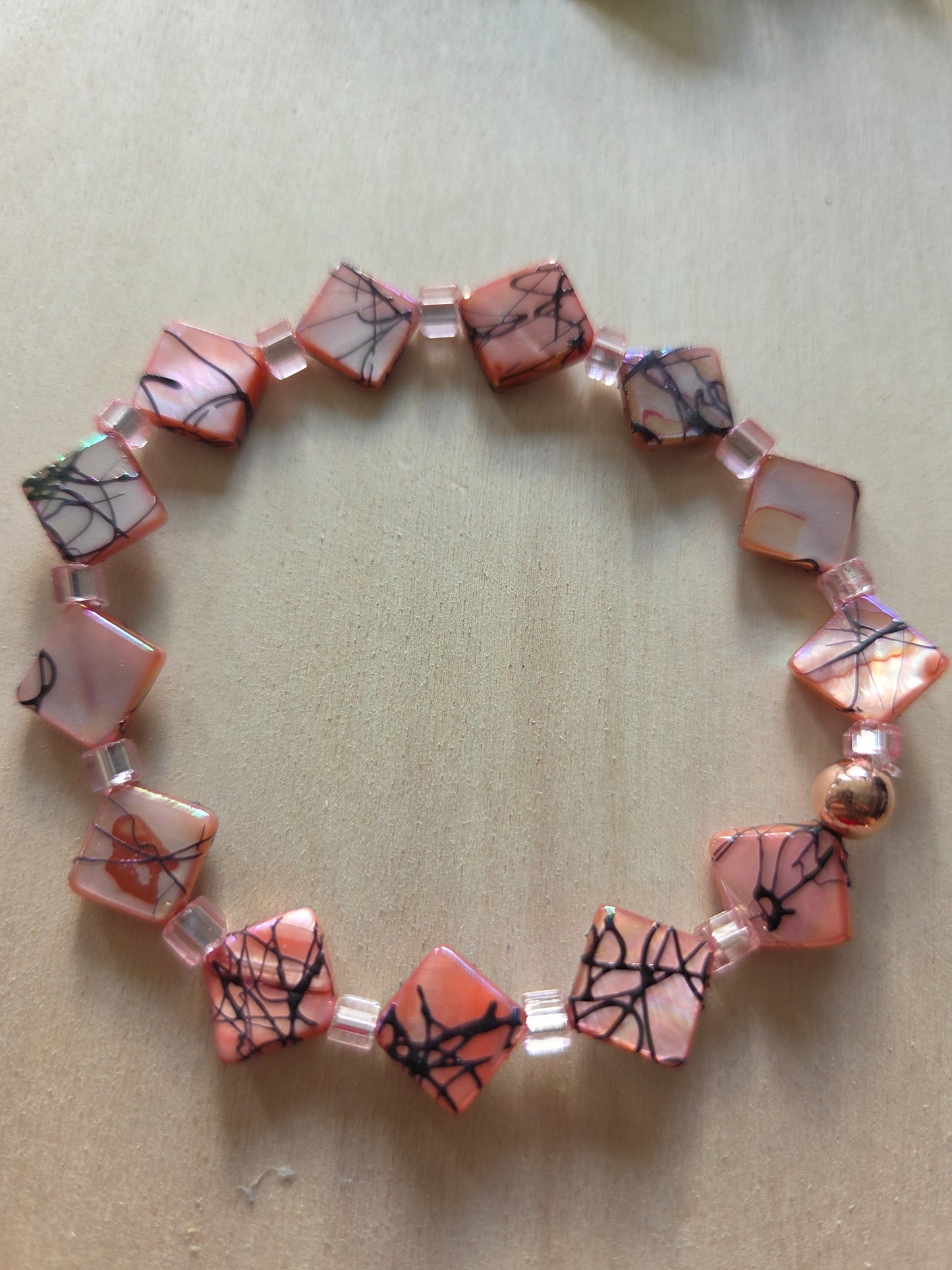 Armbänder 3 er Set Rose mit Glas/Perlmutt/Stein