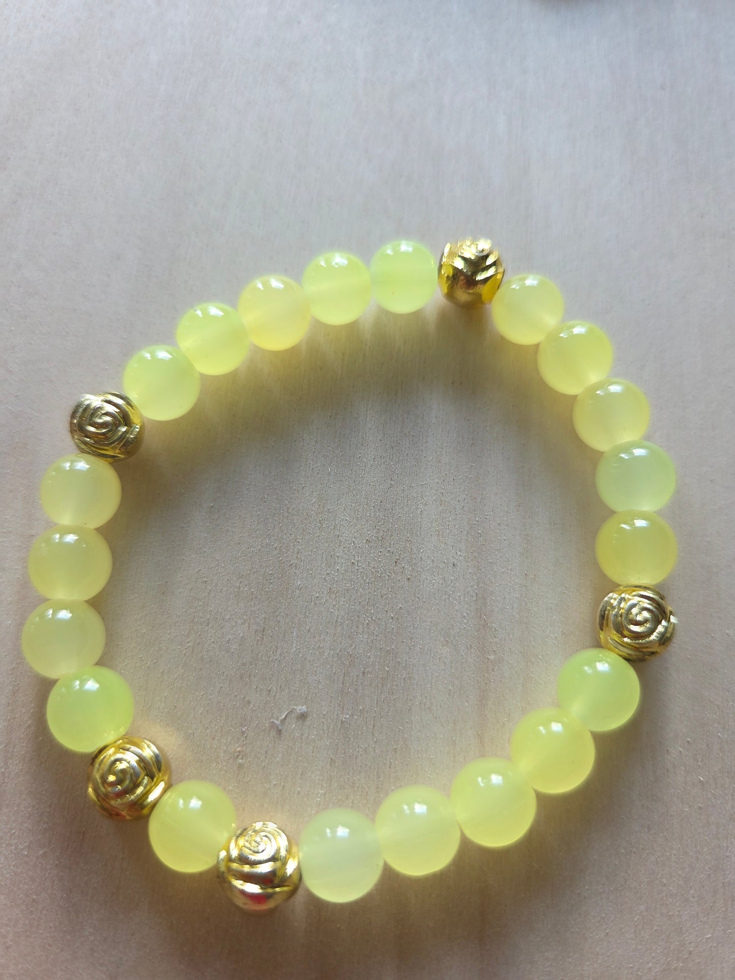 Armbänder Gelb 3 er Set Glas Perlen mit Blütenperlen