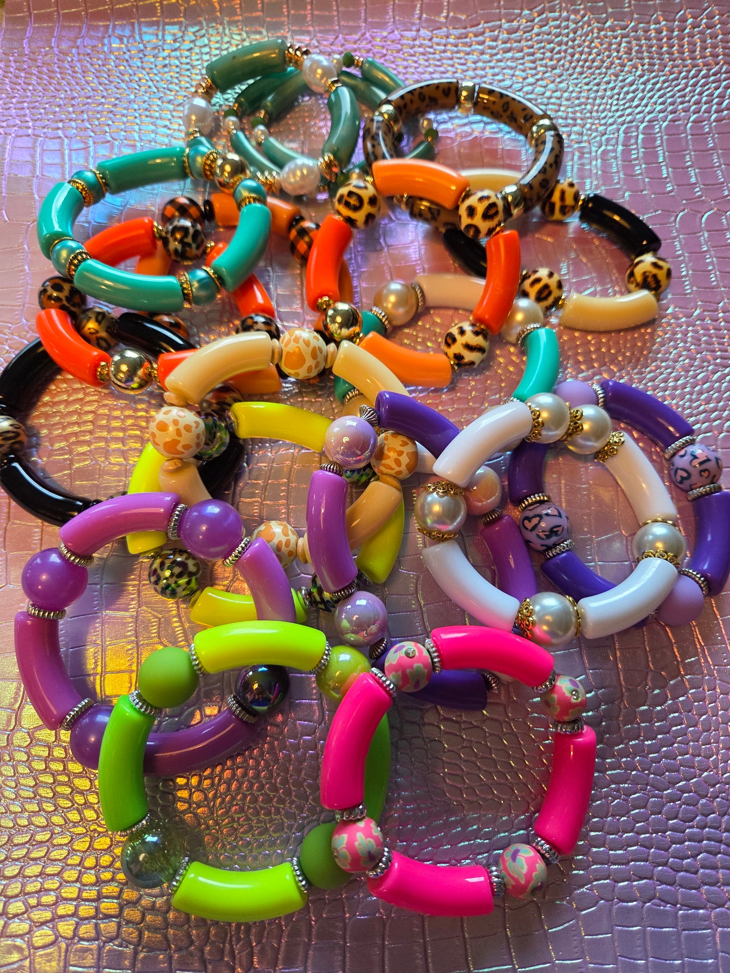 Armband Limonen Grün mit Big Pearls Glitzer